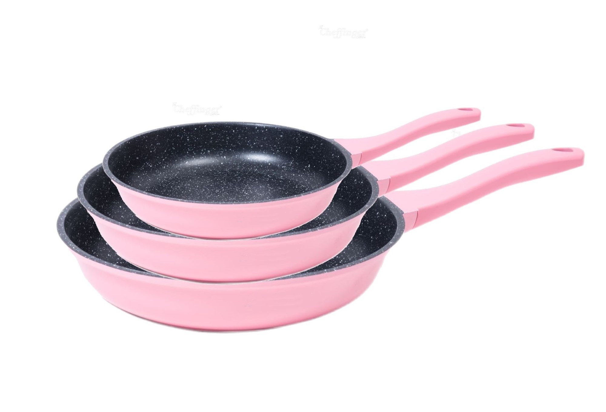 Cheffinger Pfannen-Set 3 tlg Pfannenset Induktion Antikratz Bratpfanne Pfanne Antihaft Marmor, (3-tlg)