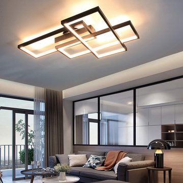 Nettlife LED Deckenleuchte Schwarz Dimmbar mit Fernbedienung Modern Deckenlampe Geometrisch, Nicht dimmbar, LED fest integriert, Warmweiß, für Schlafzimmer Wohnzimmer Flur Büro Balkon, 35W, 65CM