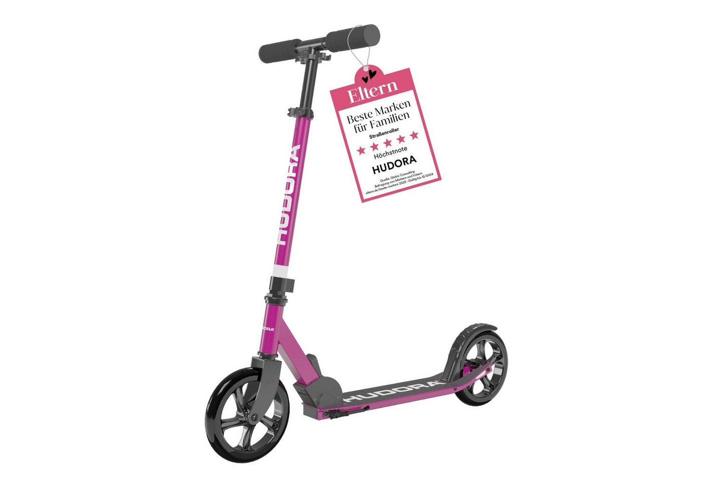 Hudora Cityroller Scooter Start 200 Höhenverstellbarer & zusammenklappbarer Cityroller, Kinder- & Erwachsenenroller für bis zu 100kg mit Ständer