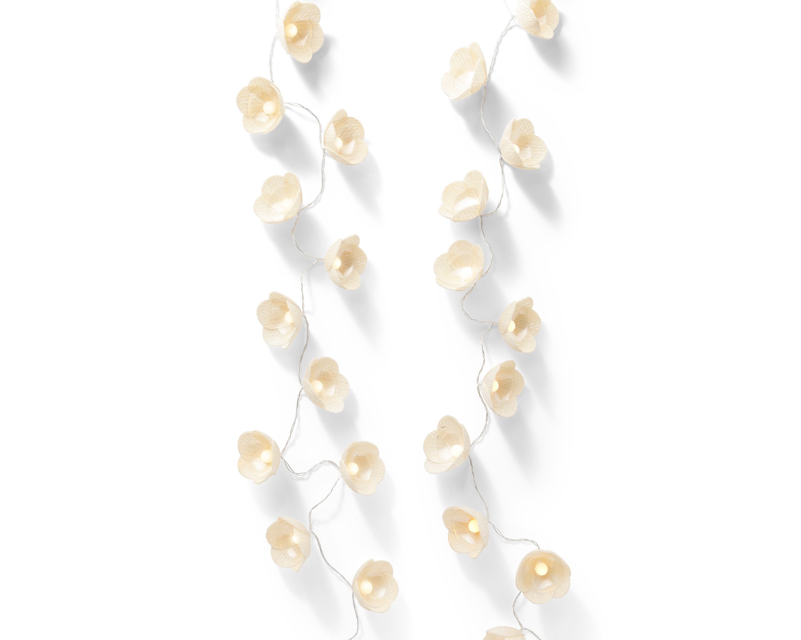 Lumineo LED-Lichterkette, LED Lichterkette mit 15 Blüten Outdoor 1,4m Batterie / Timer Warmweiß