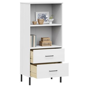 furnicato Bücherregal OSLO mit 2 Schubladen Weiß 60x35x128,5cm Massivholz