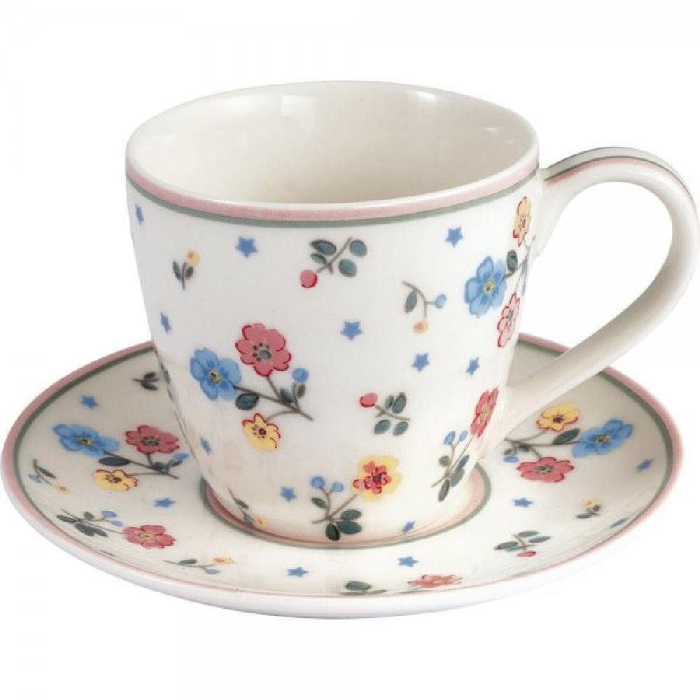 Greengate Tasse Espressotasse mit Untertasse Adelena White (2-teilig)
