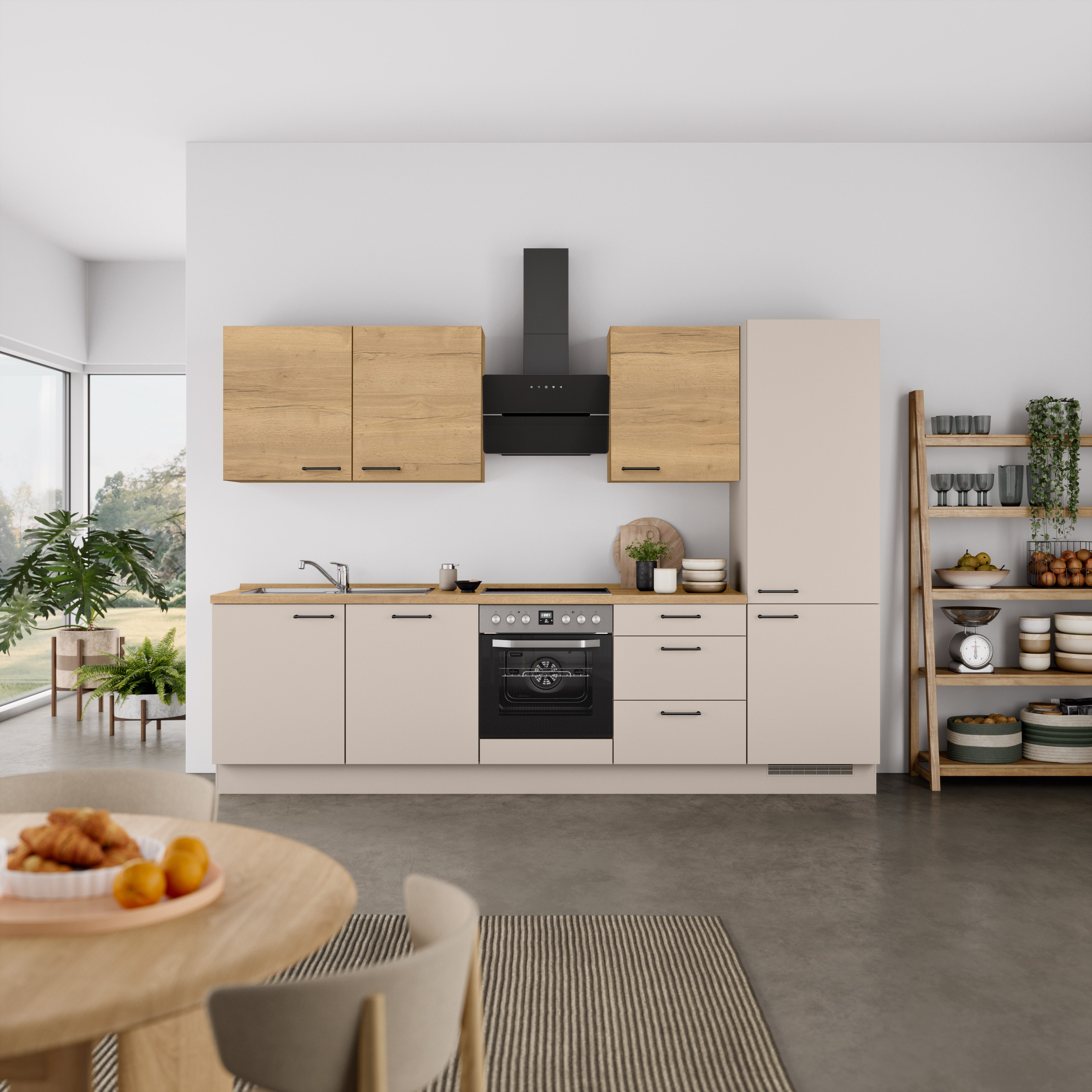 nobilia® Küchenzeile "MIAMI", NEU: individuell anpassbar mit gratis Profi-Beratung, vormontiert, Breite 300 cm, Ausrichtung wählbar, wahlw. mit E-Geräten