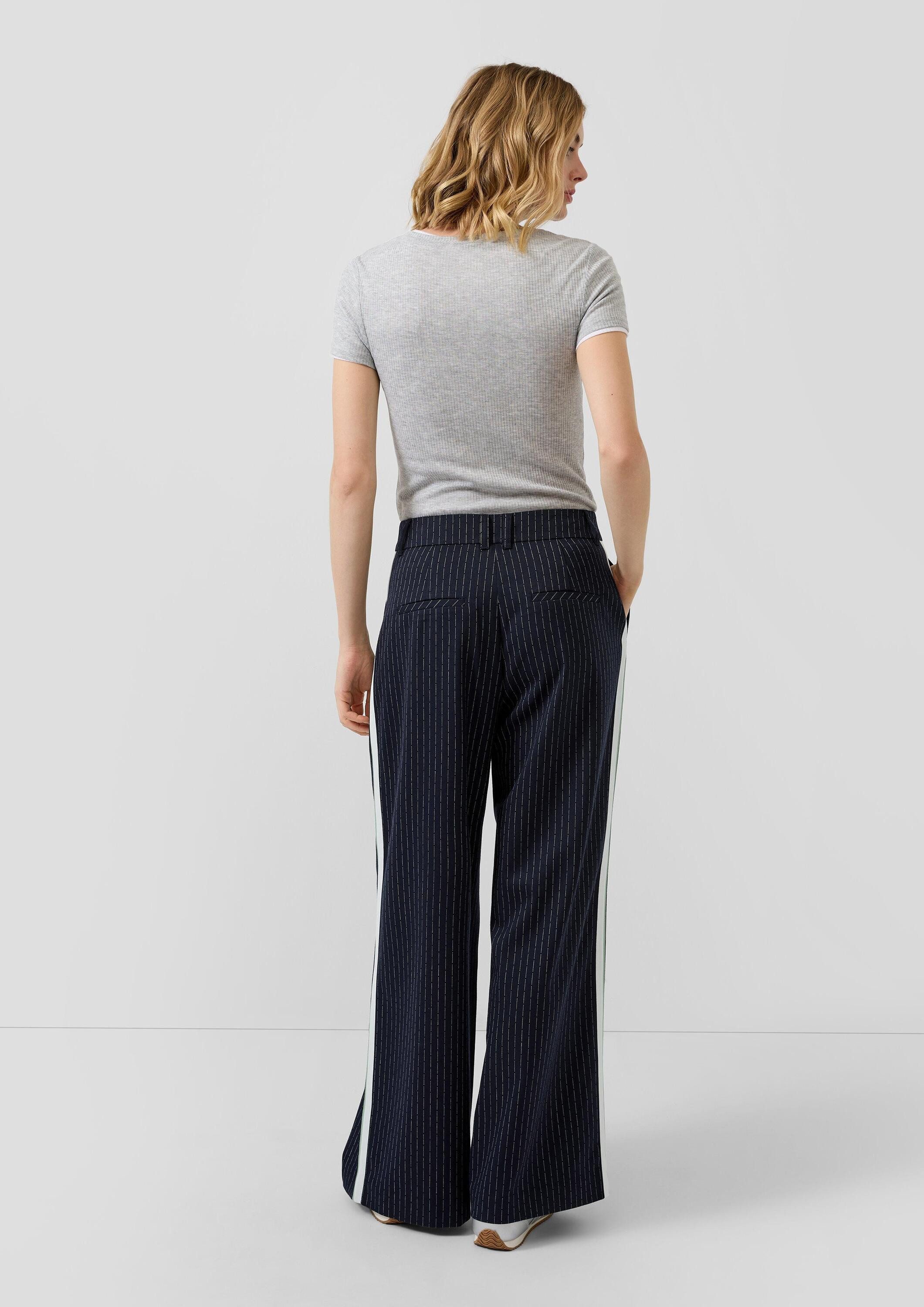 s.Oliver Chinos Hose Nadelstreifenhose mit Kontraststreifen: High Rise / Extra Wide Leg