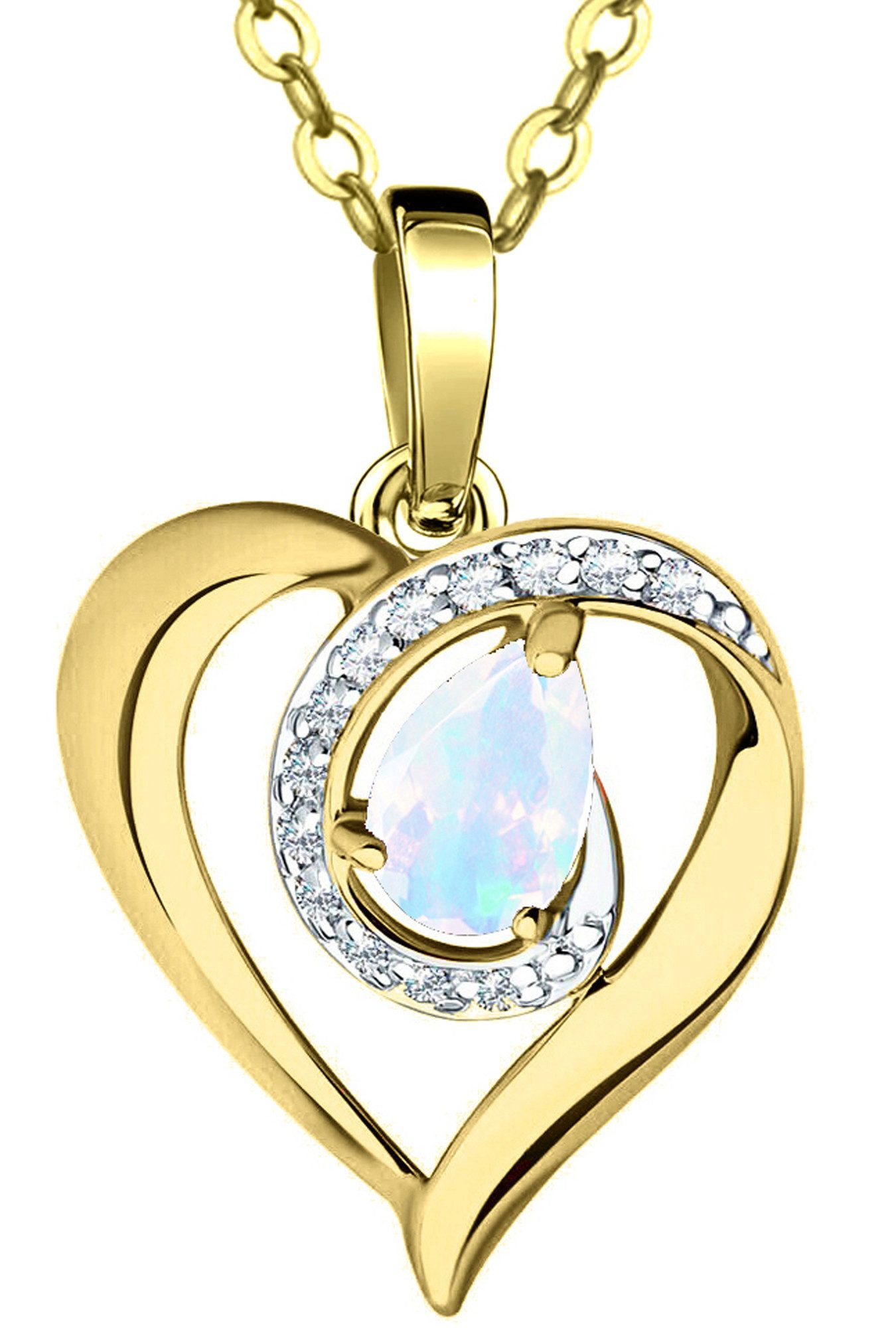 Limana Herzkette echter Mondstein 925 Silber Frauenkette Goldkette vergolde günstig online kaufen