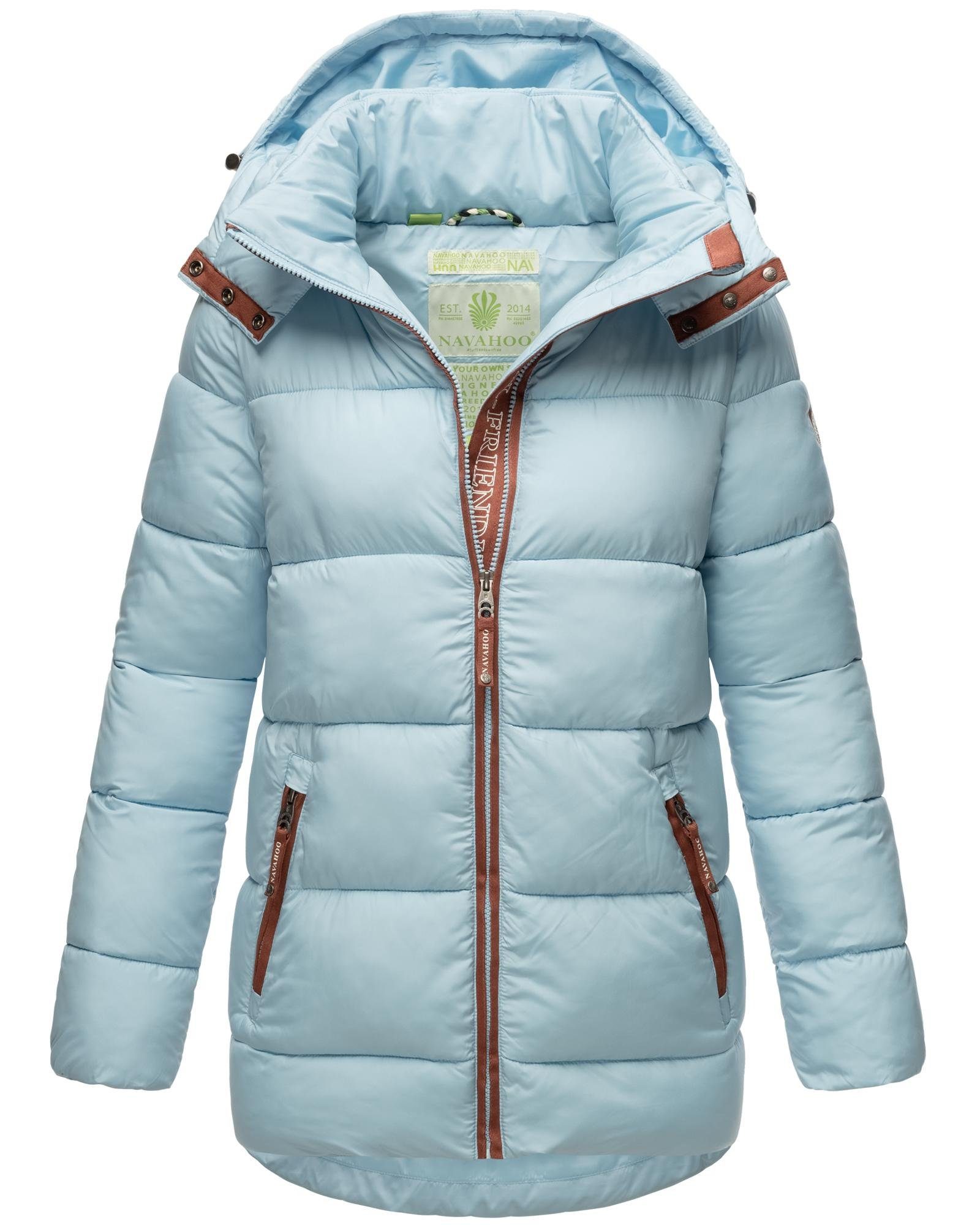 Navahoo Winterjacke Wattewölkchen Modische Damen kontrastfarbenen mit Details babyblau Steppjacke