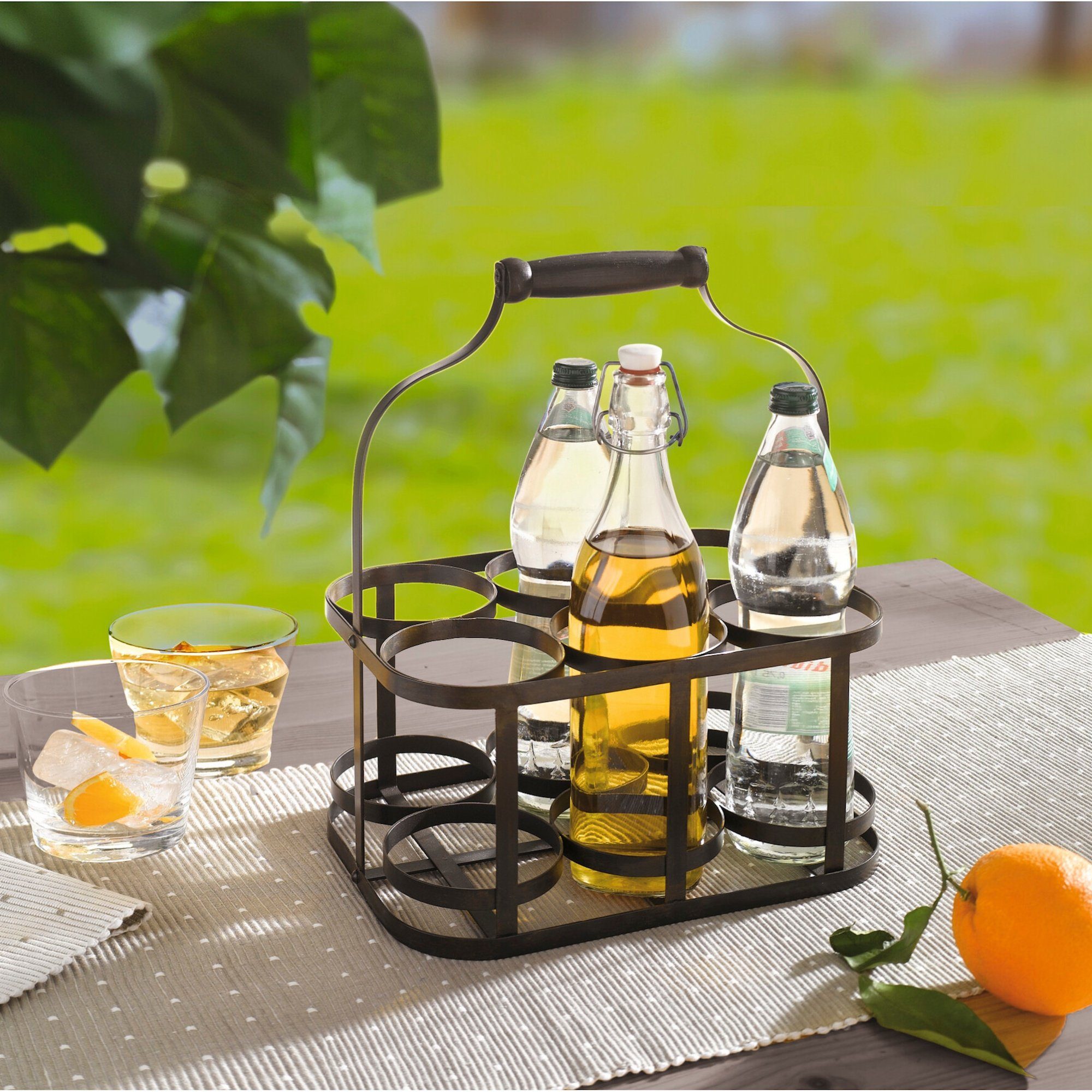 Frank Flechtwaren Flaschenkorb aus Metall 222048 für 6 Flaschen Getränkekor günstig online kaufen