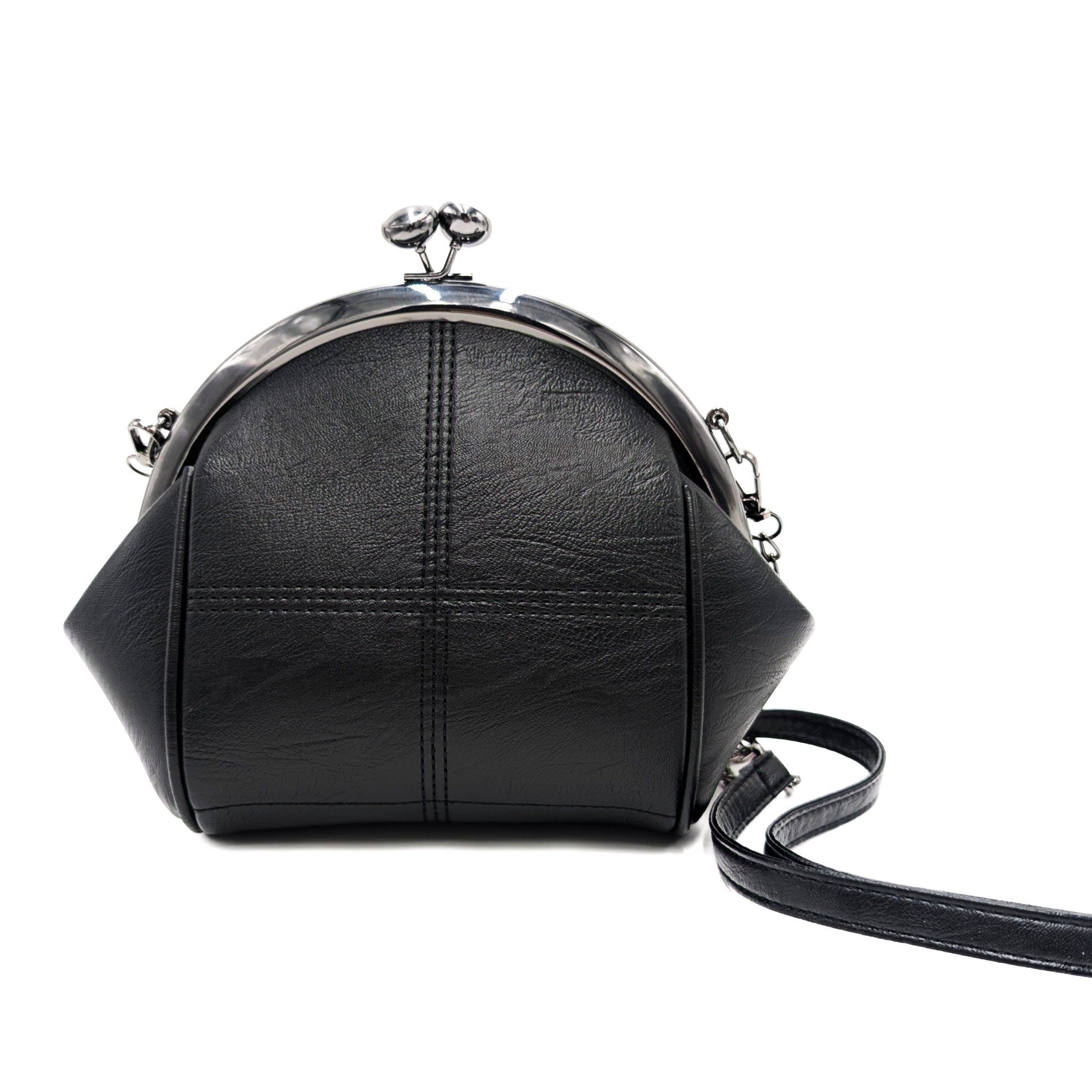 Mera Vellon Handtasche Damen Schultertasche "Varela" Umhängetasche mit Clipverschluss, Veganes Leder mit praktischem Clipverschluss