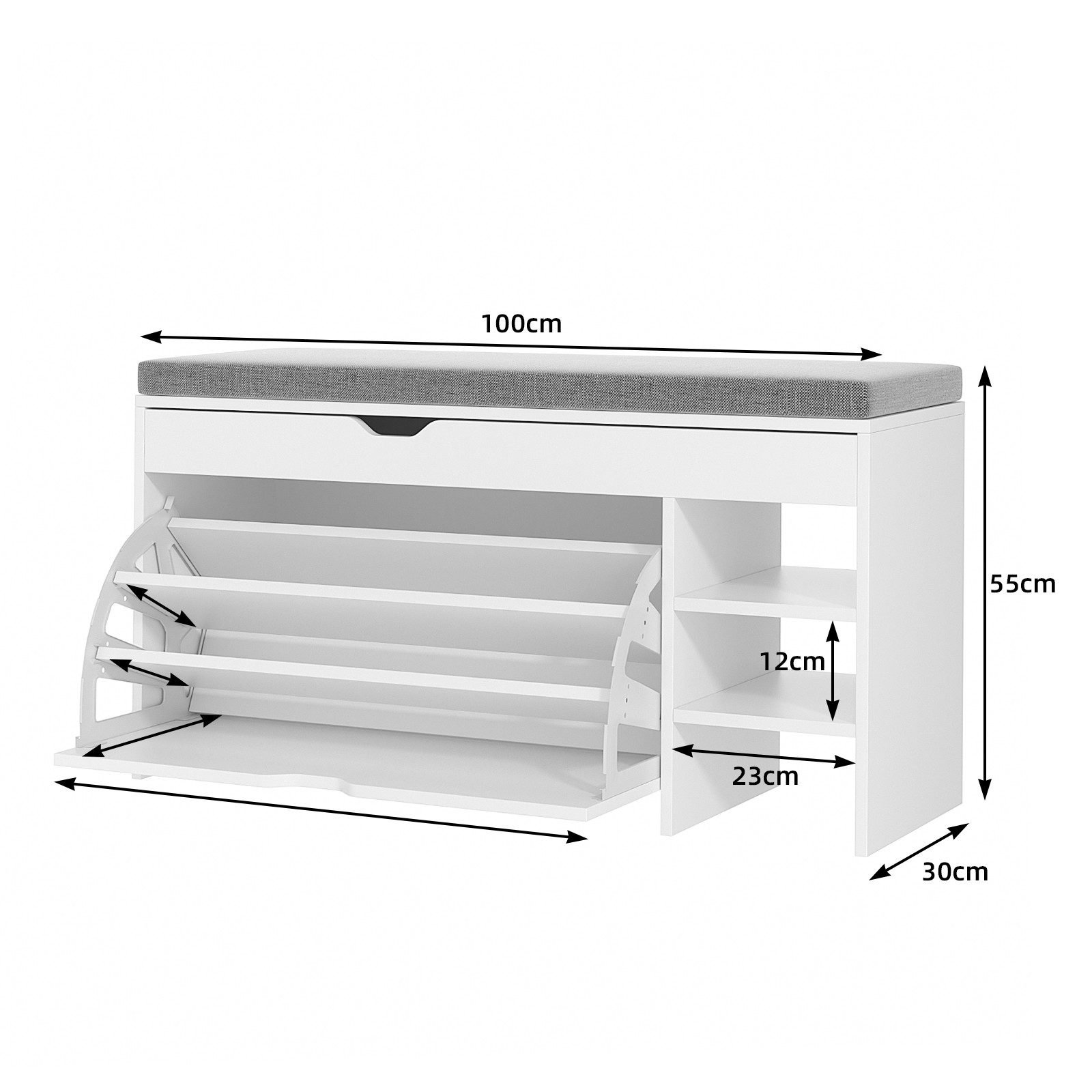 VOWNER Schuhschrank mit Klappen, Schmaler Schuhregal mit Sitzbank, Verstell günstig online kaufen
