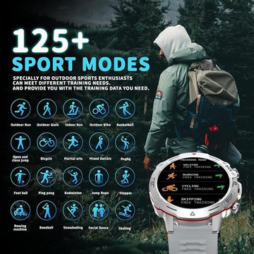 RollsTimi Smartwatch (1,4 Zoll, Android iOS), Herren mit Telefonfunktion Fitness Tracker 123+Sportmodi Wasserdicht