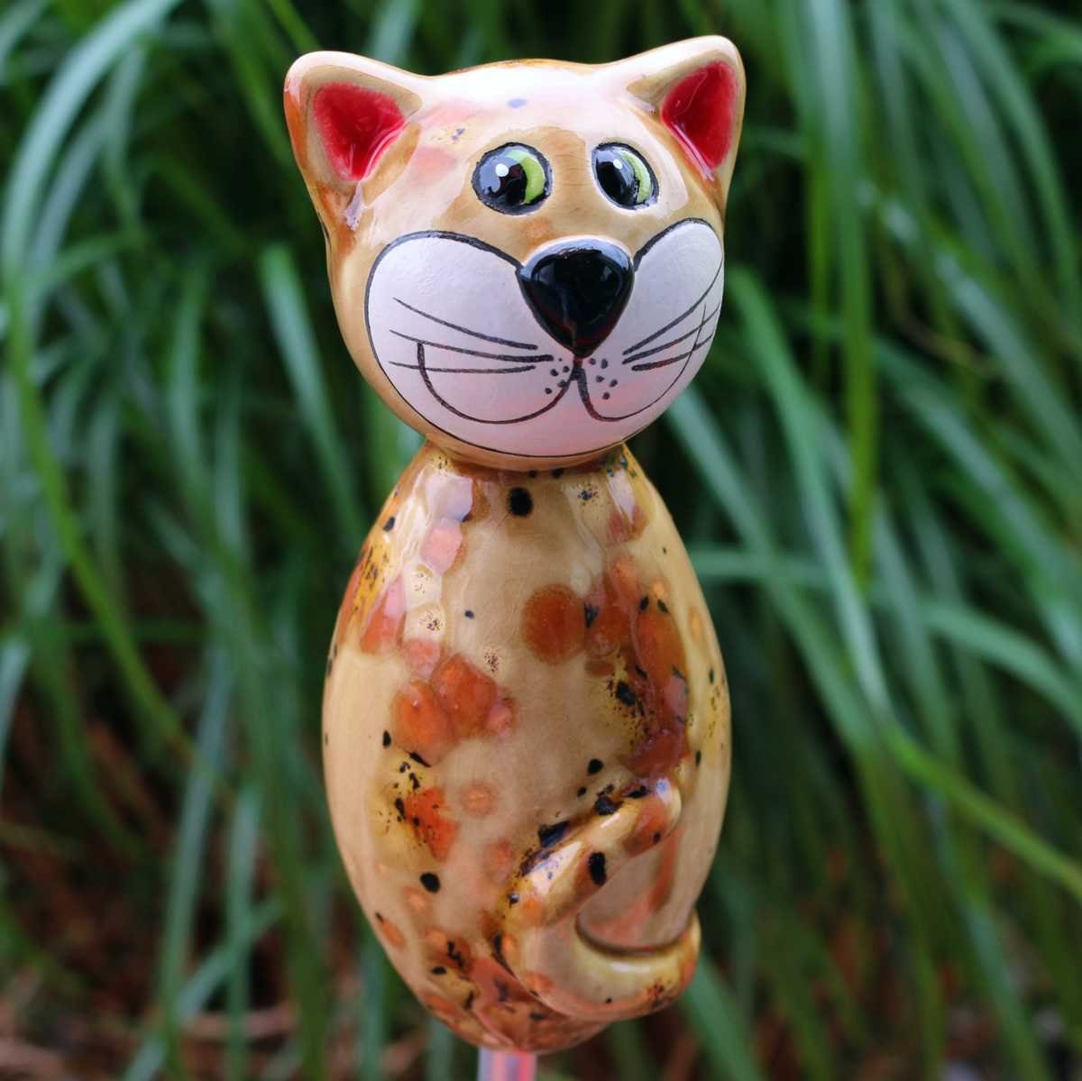 Keramik-Katze Tangoo Tangoo MINI (Stück) Effektglasur, Gartenfigur hellbraun