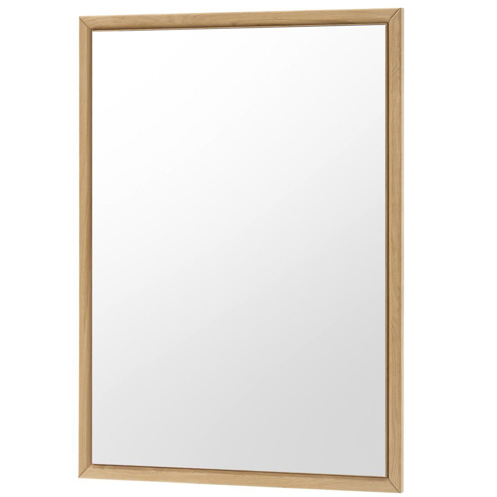 Lomadox Wandspiegel LESKO-52, Garderobenspiegel Rahmen Eiche massiv, bianco geölt, : 70/95/2 cm