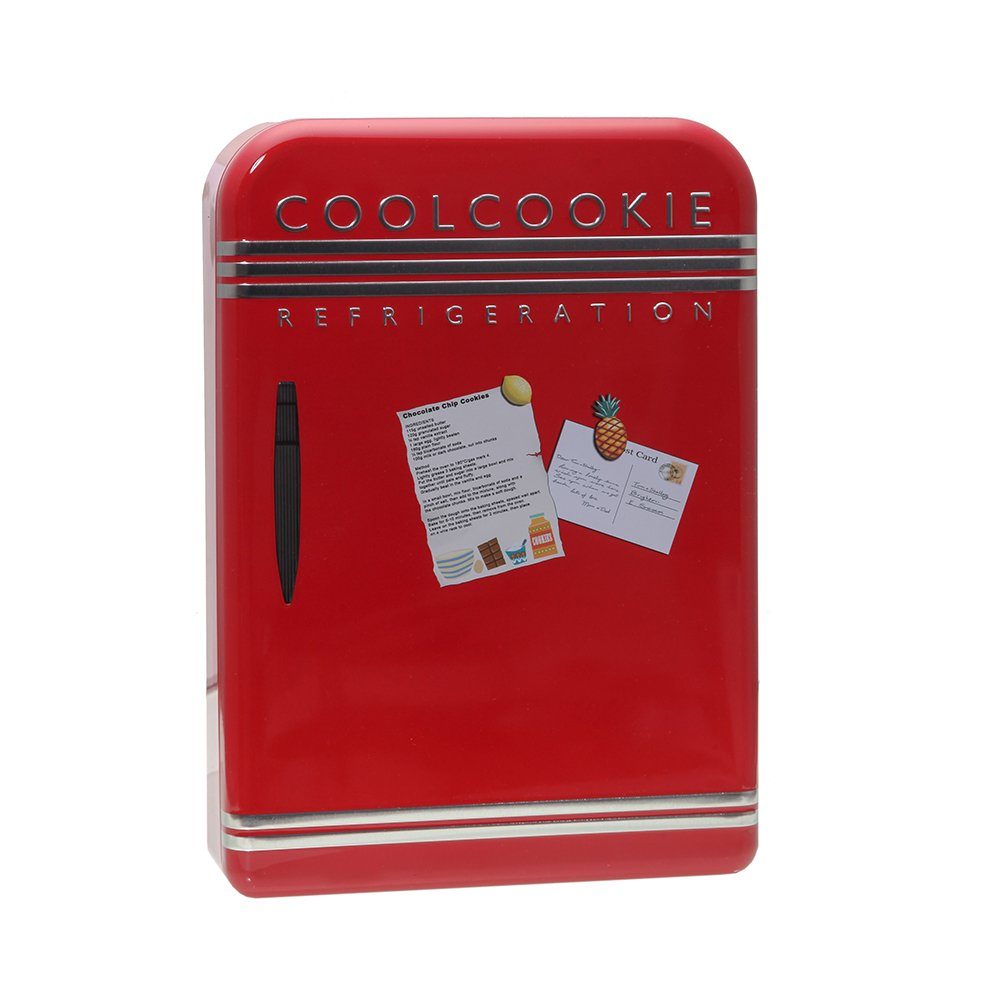 POWERHAUS24 Keksdose Blechdose Mini-Kühlschrank 20 cm x 28 cm, Blech