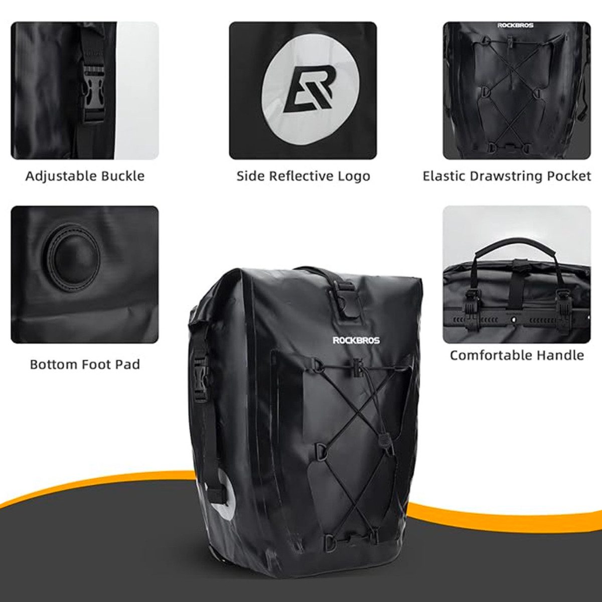 ROCKBROS Fahrradtasche, Wasserdichte Fahrradträgertasche mit erweiterbarem Stauraum