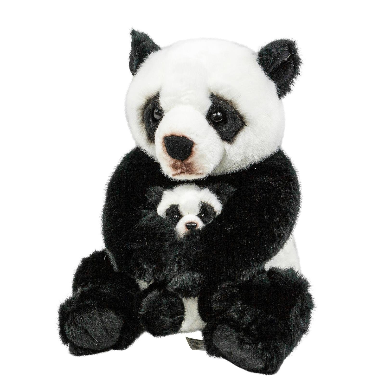 Teddys Rothenburg Kuscheltier Panda mit Baby 27 cm sitzend Stoffpanda Plüschtier (Stofftier, Plüschpanda, Babypanda)