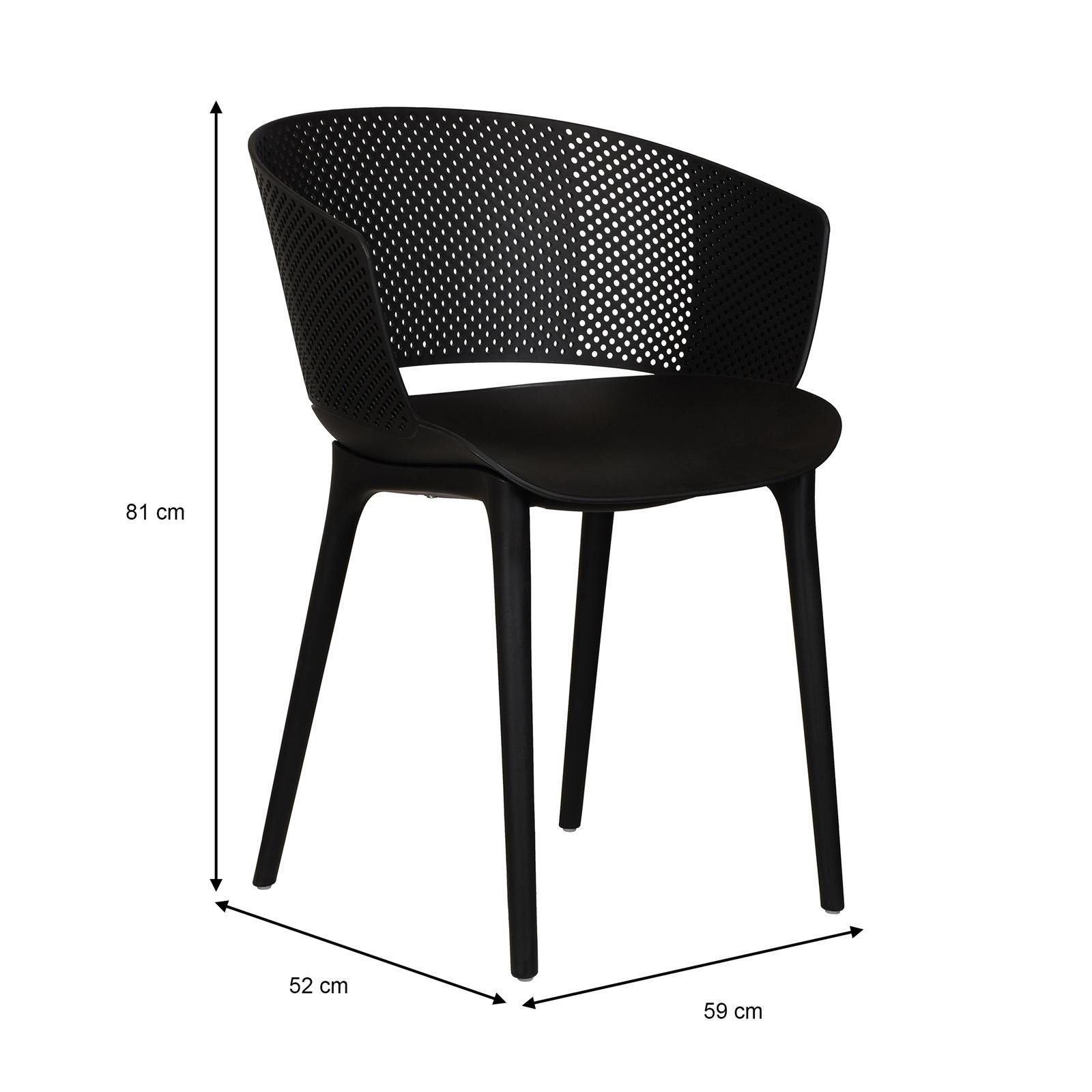 Stilvolle schwarz Set Design OLINDO, Modernes IDIMEX Gartenstuhl 4er Esszimmerstuhl St), (4 Balkonmöbel, –