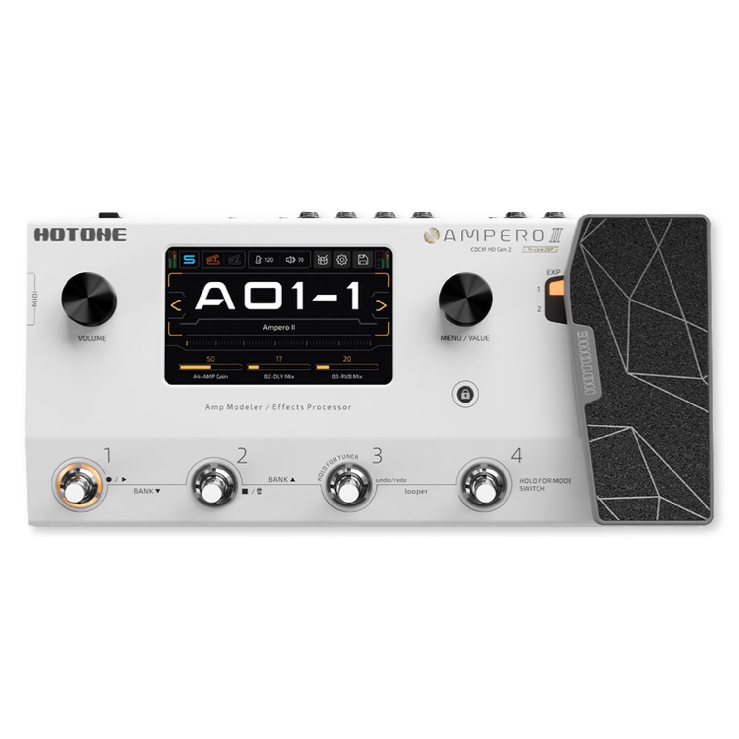 Hotone E-Gitarre Hotone Effektgerät Ampero II Amp-Modeler, Digital, 1-St., Effektgerät, Kompakter Amp-Modeler und Multi-Effektprozessor
