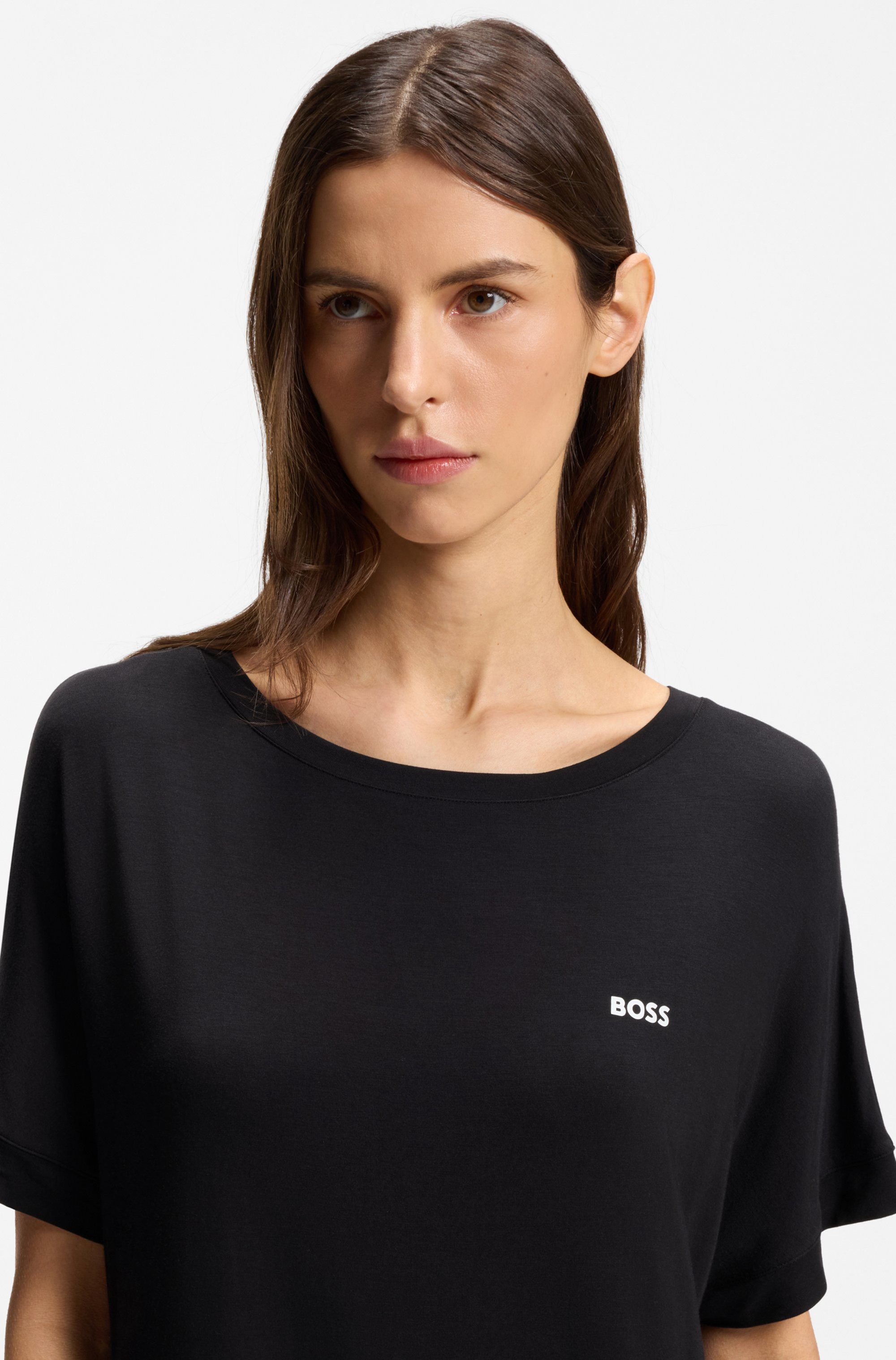 BOSS Nachthemd Element_Nightie aus Stretch-Jersey mit Logo-Print