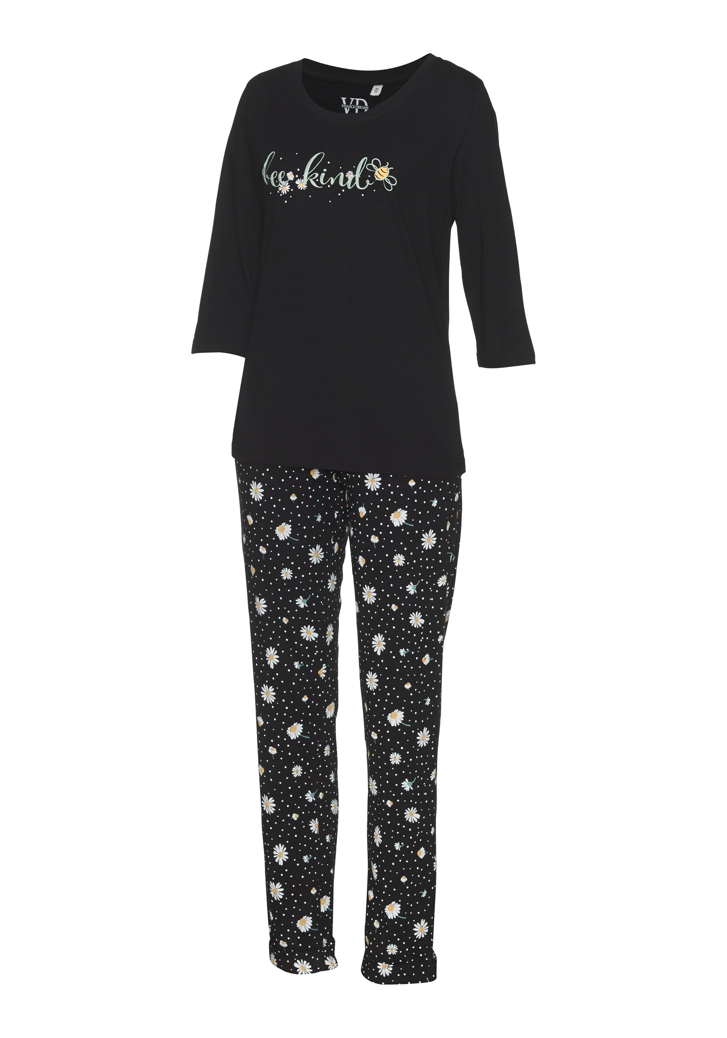 Vivance Dreams Pyjama (Set, 2 tlg) mit Gänseblümchen-Druck