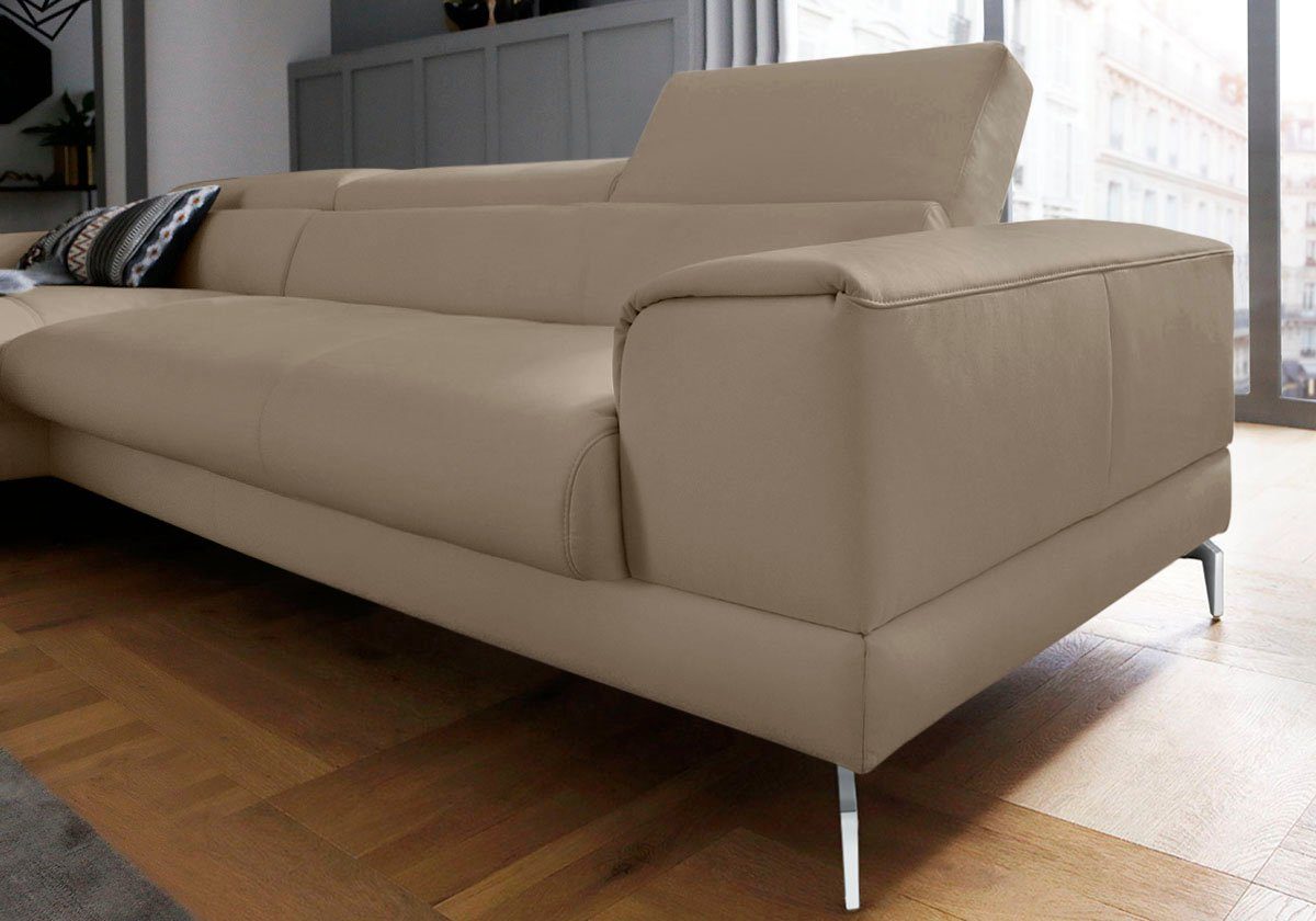 W.SCHILLIG Ecksofa piedroo, Designsofa mit tollem Sitzkomfort, elegant und bequem, L-Form, Kopfteilverstellung, wahlweise mit Sitztiefenverstellung, Breite 343cm