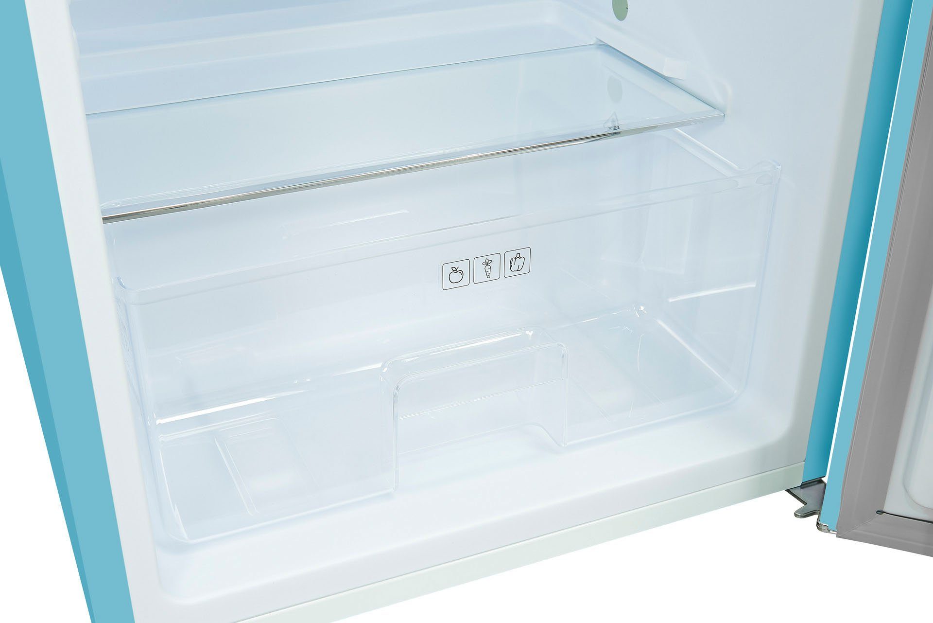 Kühlschrank exquisit 55 hoch, cm 89,5 breit taubenblau, cm RKS120-V-H-160F