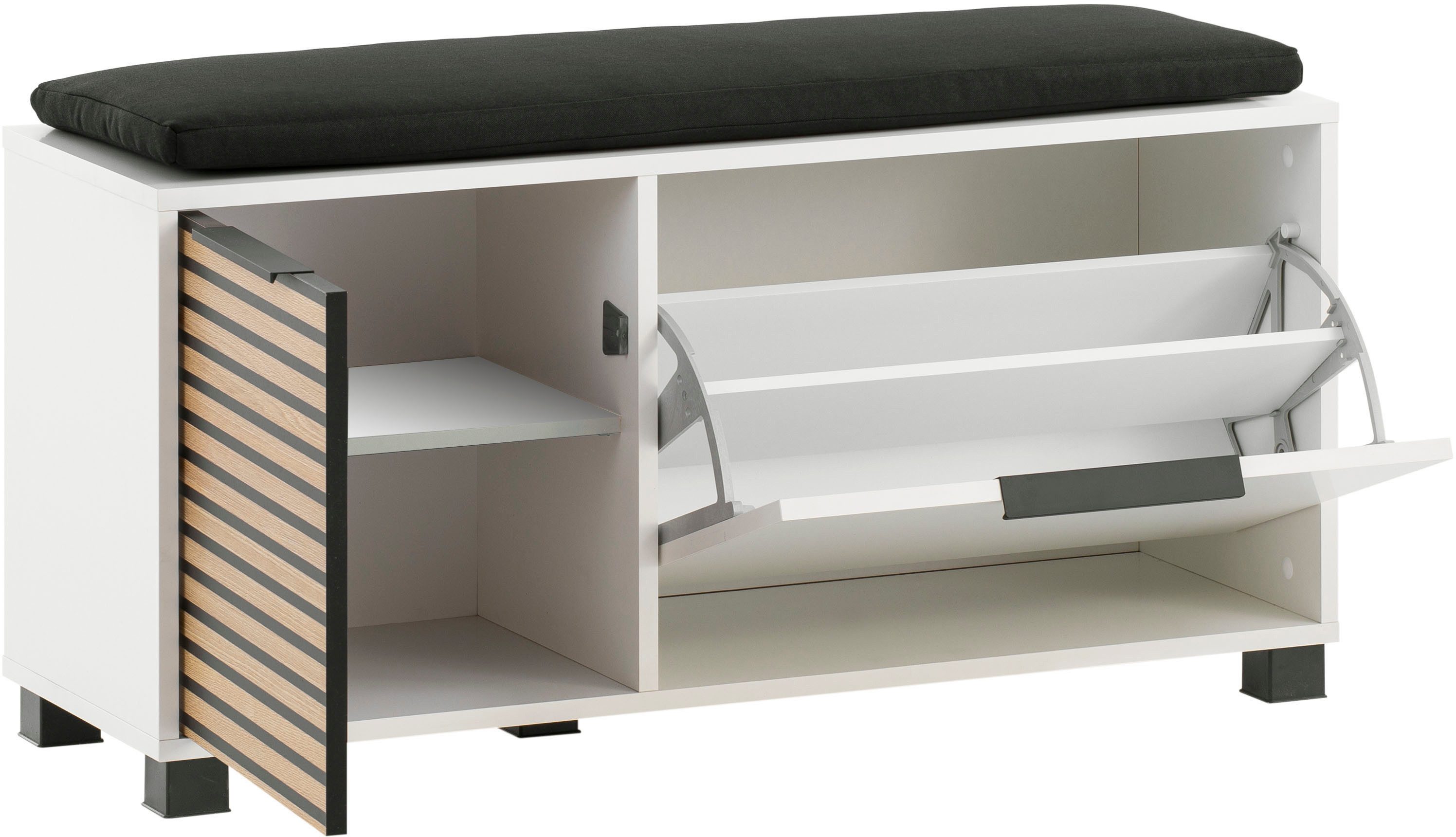 Schildmeyer Schuhschrank Loft, Breite 98 cm Front mit Akustikprint, inklusive Dekokissen
