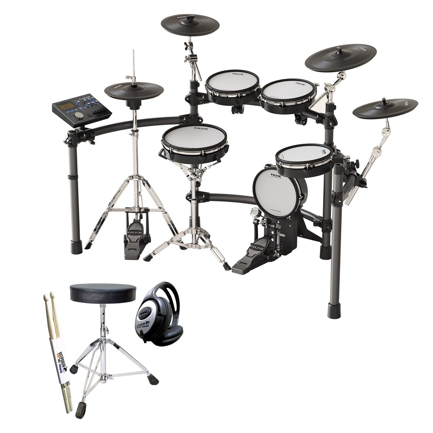 E-Drum Nux DM-8 E-Drum Schlagzeug mit Zubehör-Set