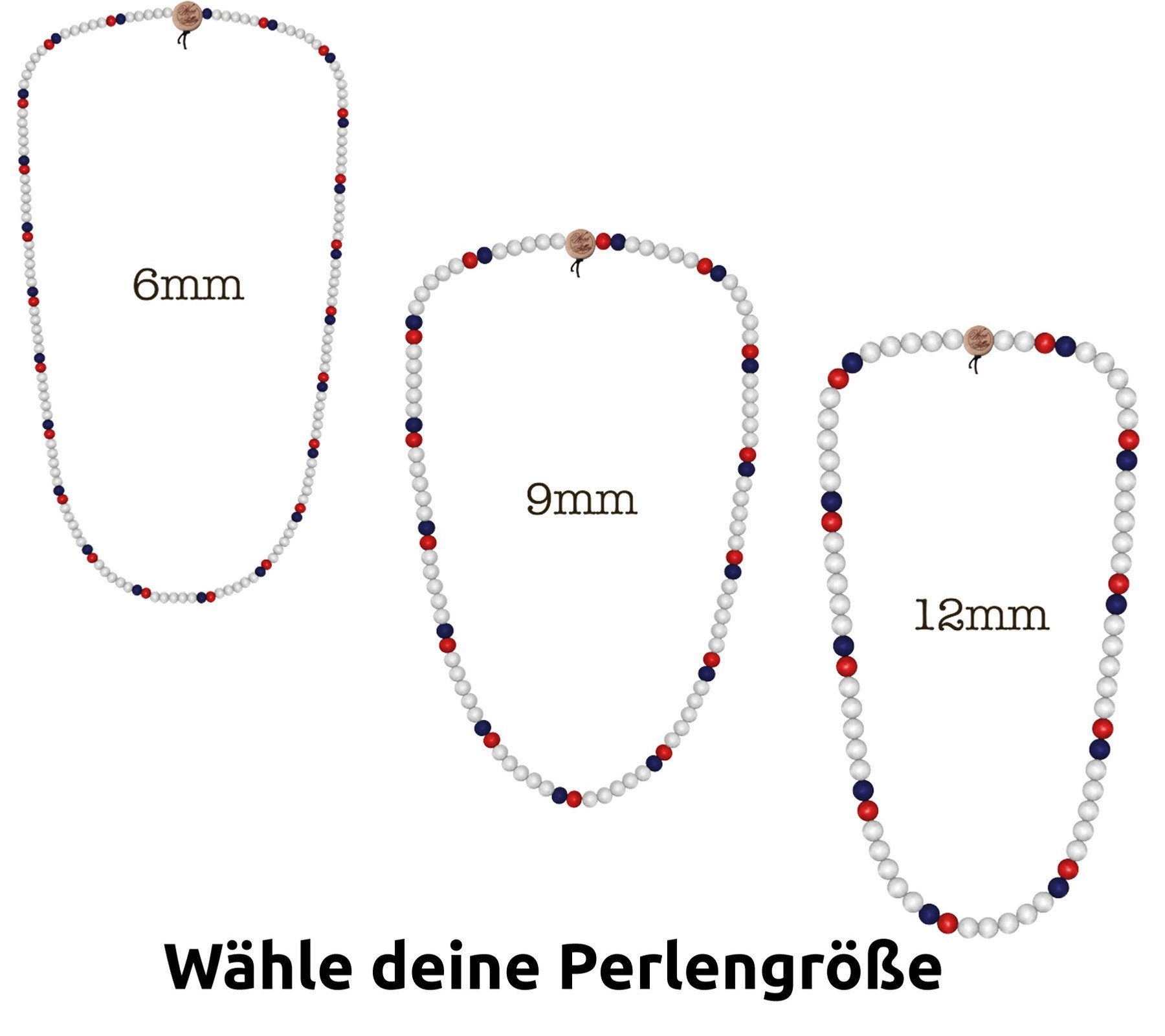 WOOD FELLAS Halsband WOOD FELLAS Holz-Kette schicker Mode-Schmuck Hals-Schmuck Deluxe Pearl Necklace Weiß | Halsketten