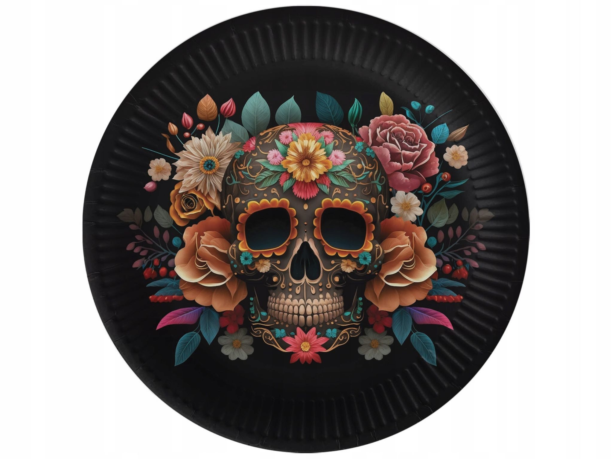 Pappteller Party Teller Halloween/Día de los Muertos - Schädel-Design