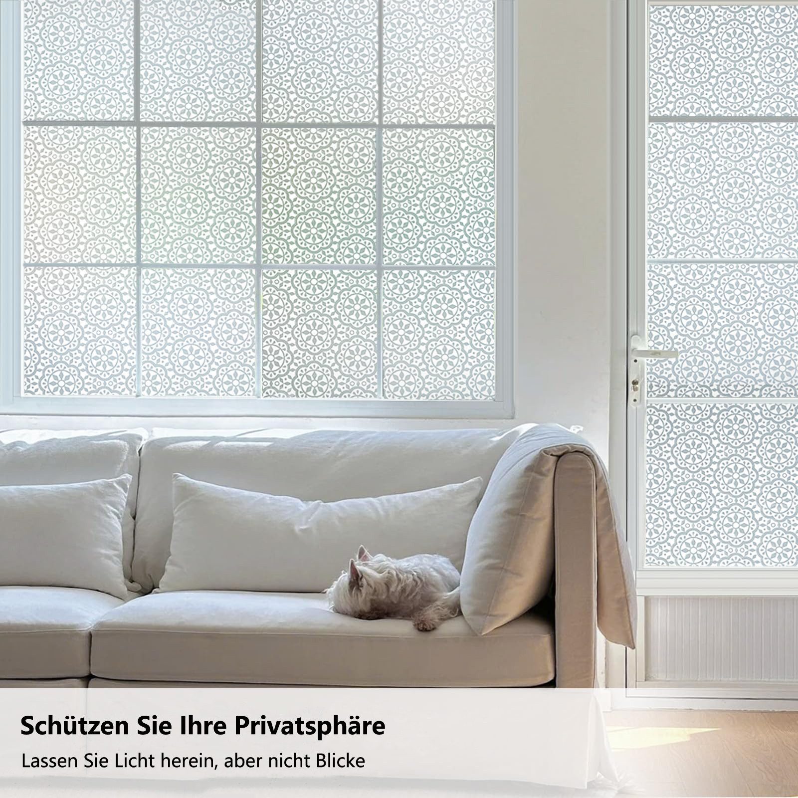 Diwzbyn Fensterfolie Blickdicht Selbsthaftende Sichtschutzfolie Fenster Dekofolie, Privatsphäre Statisch haftenden Glasaufkleber Ohne Klebstoff – Bild 2 von 5