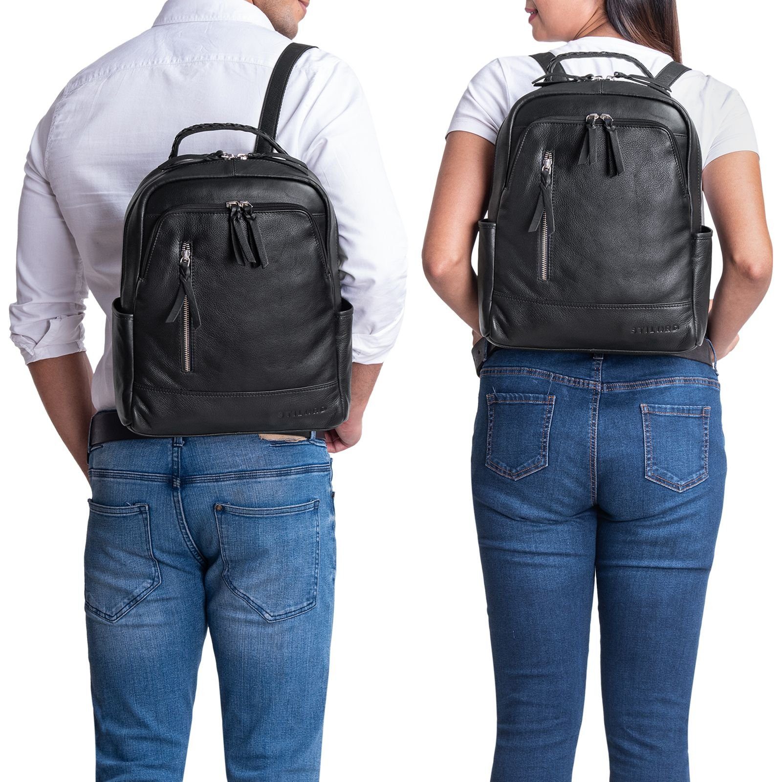STILORD Notebook-Rucksack "Aiden" Moderner Vintage Leder Rucksack Unisex mittel-groß