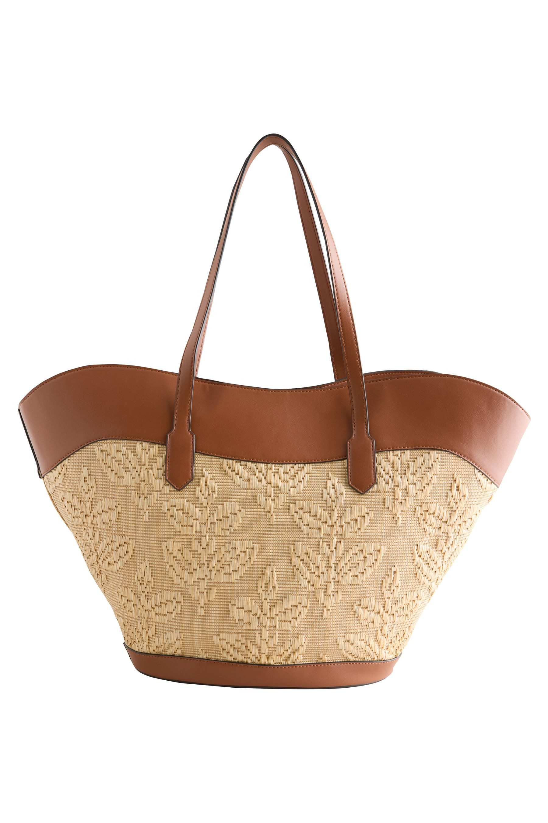 Next Schultertasche Geraffte Schultertasche mit Raffiaeffekt (1-tlg)