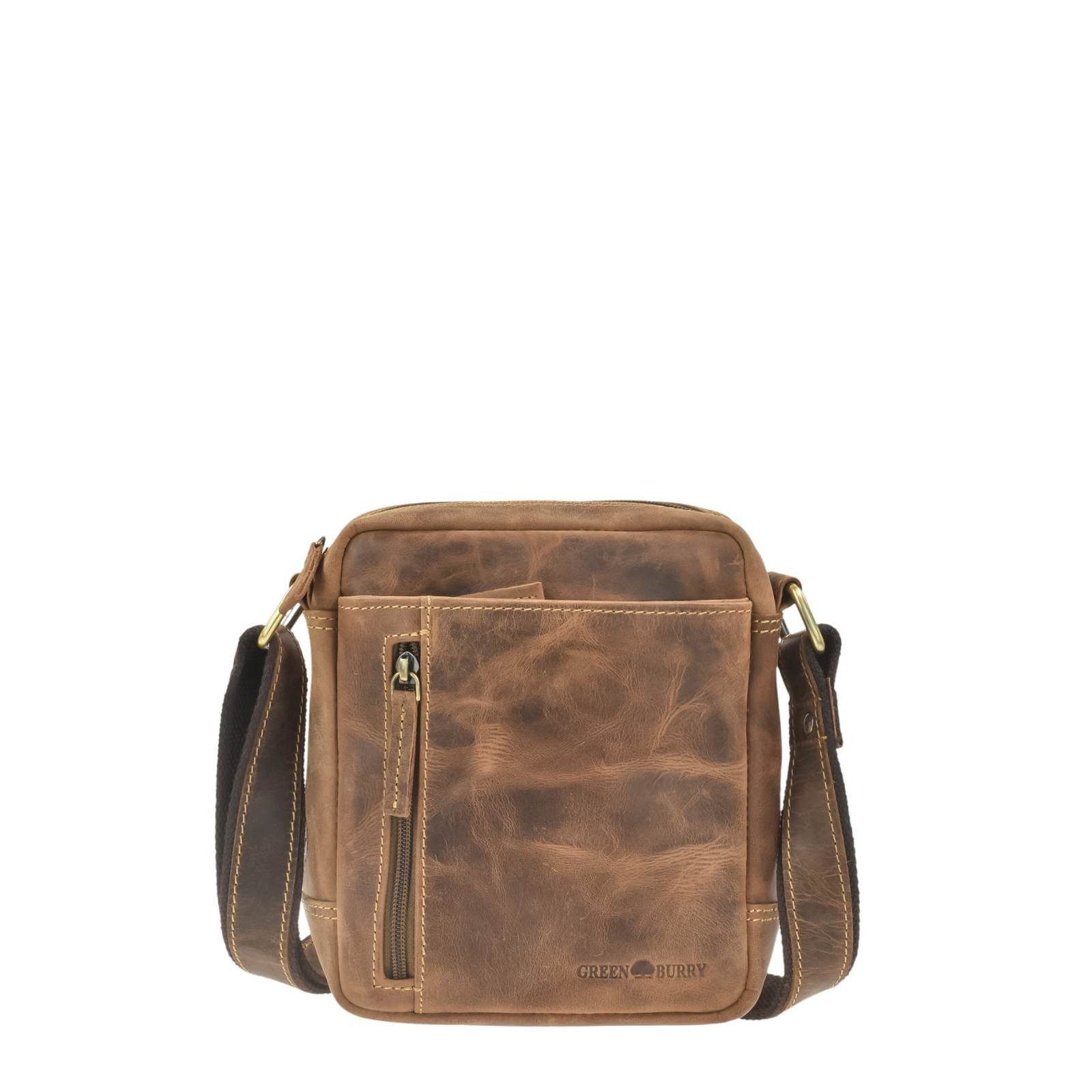 Greenburry Umhängetasche "Vintage" Leder, Schultertasche, Herrentasche 18x21cm, antik Look