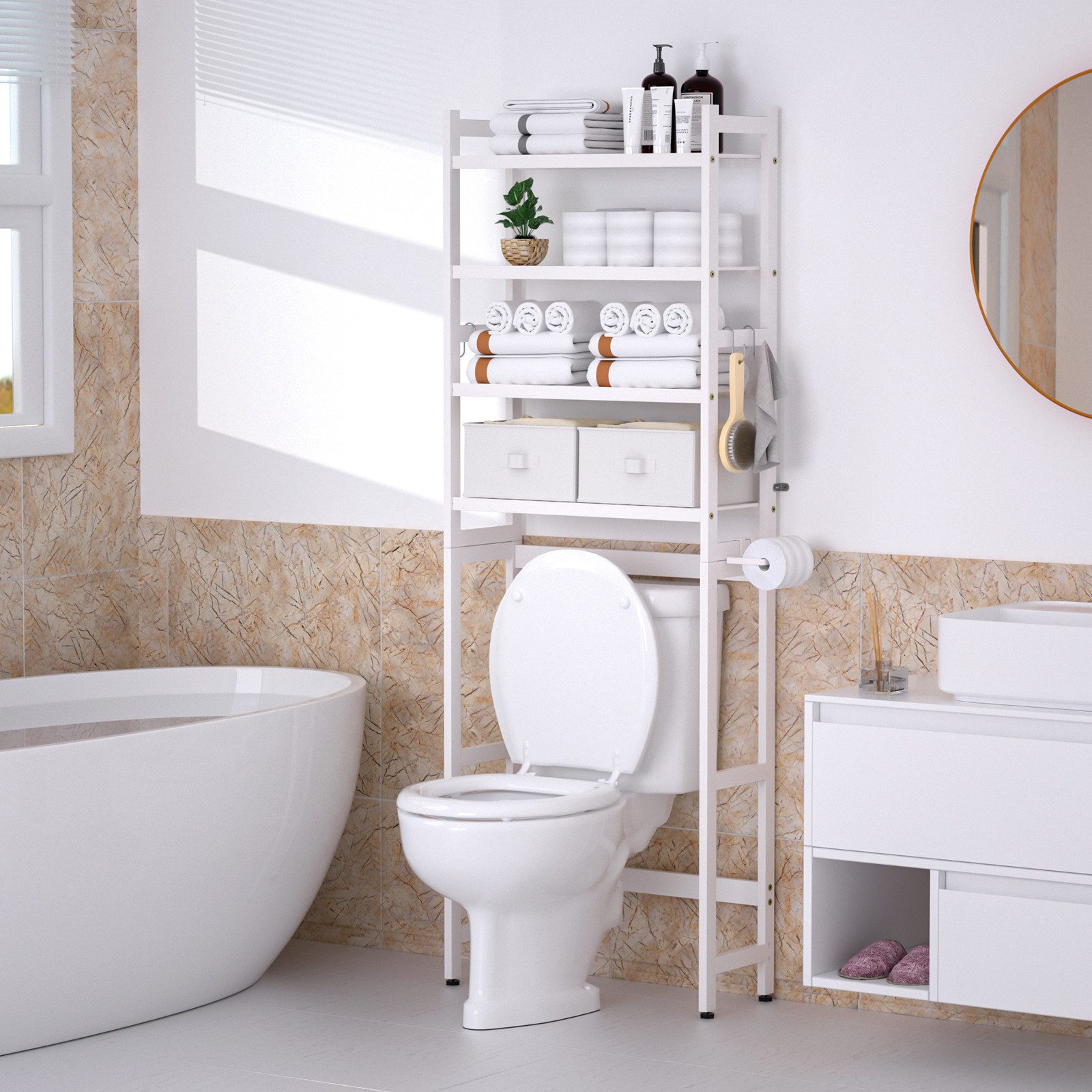 Yorbay Badregal Toilettenregal Bambus mit 2 günstig online kaufen