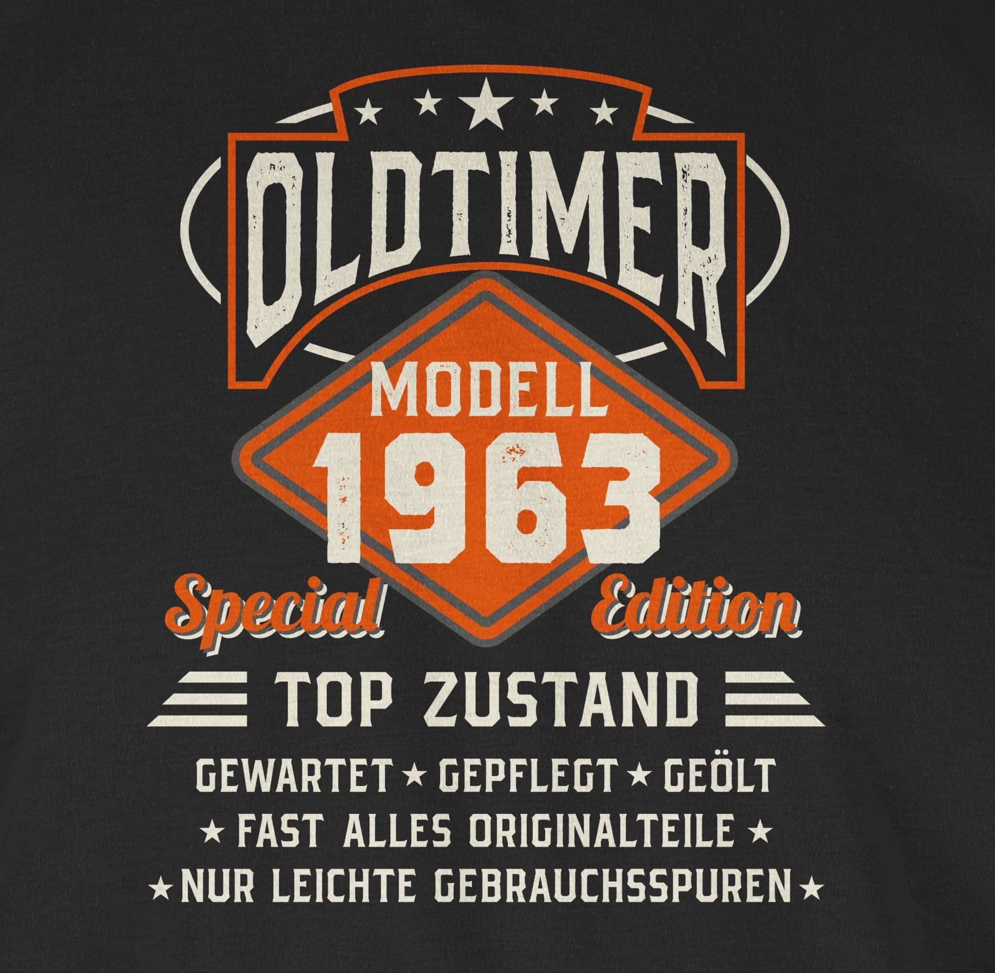 Shirtracer T-Shirt Oldtimer Modell 01 Schwarz 1963 Geburtstag 60