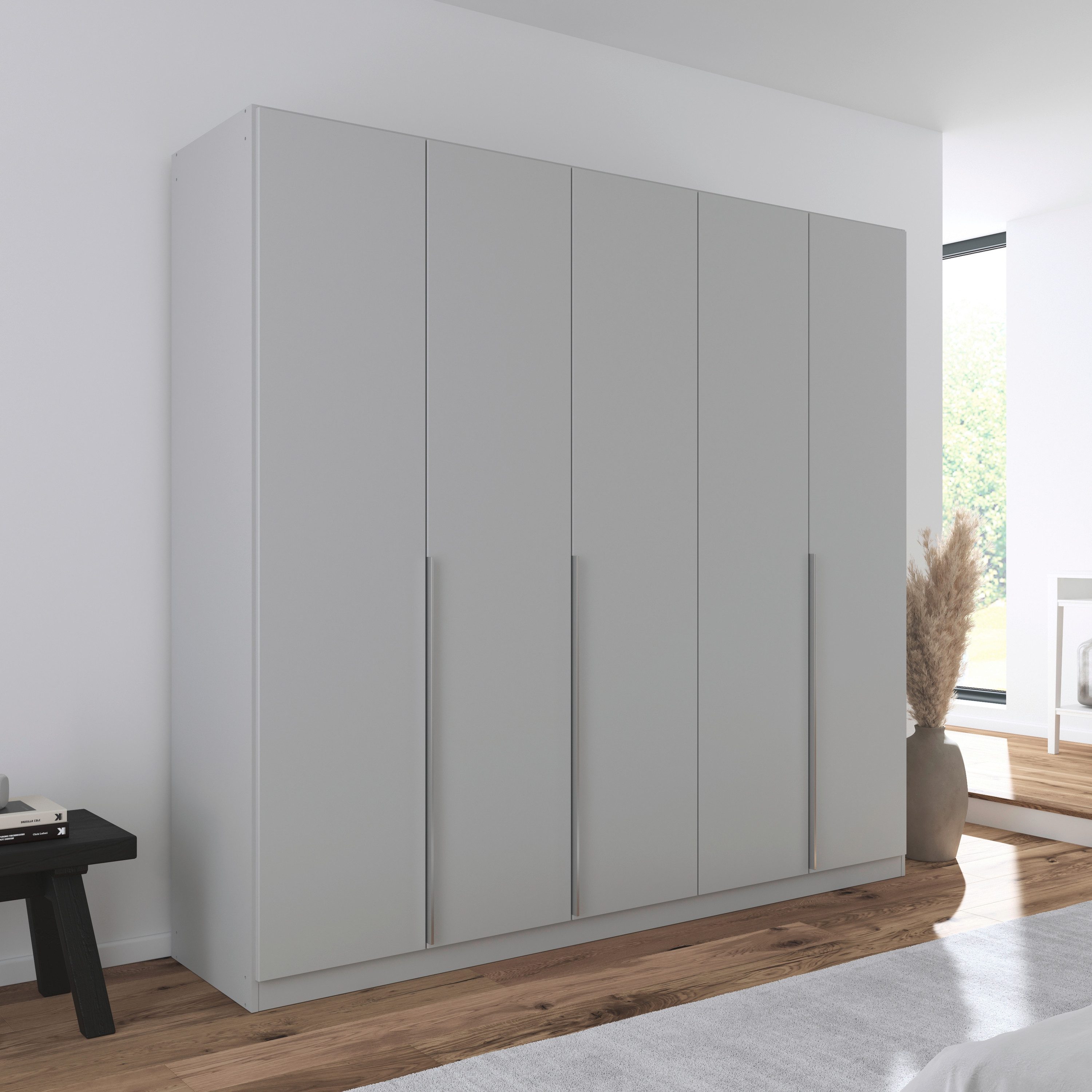 OTTO home Drehtürenschrank Kleiderschrank Schrank Garderobe AGORDO Schlafzimmer (in zwei Griff-Farben, Breiten 91-405 cm, Dekor- oder Hochglanzfront) durchdachte Innenausstattung, in 8 Breiten und 2 Höhen MADE IN GERMANY