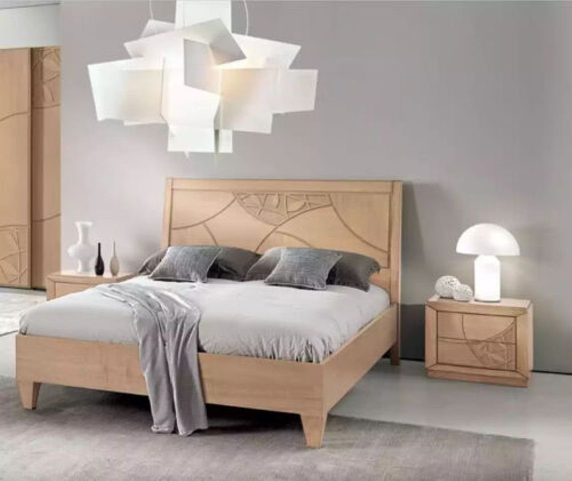 Bett (3-St., Bett JVmoebel Modern Design Italy 3tlg. Set, + Schlafzimmer 2x Nachttische), in Made Schlafzimmer-Set Nachttische 2x