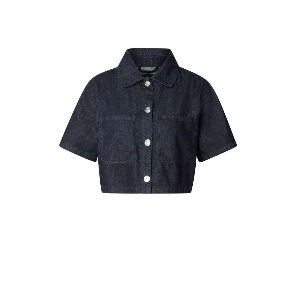 URBAN CLASSICS Langarmhemd Cropped Light Denim Shirt Rinsed