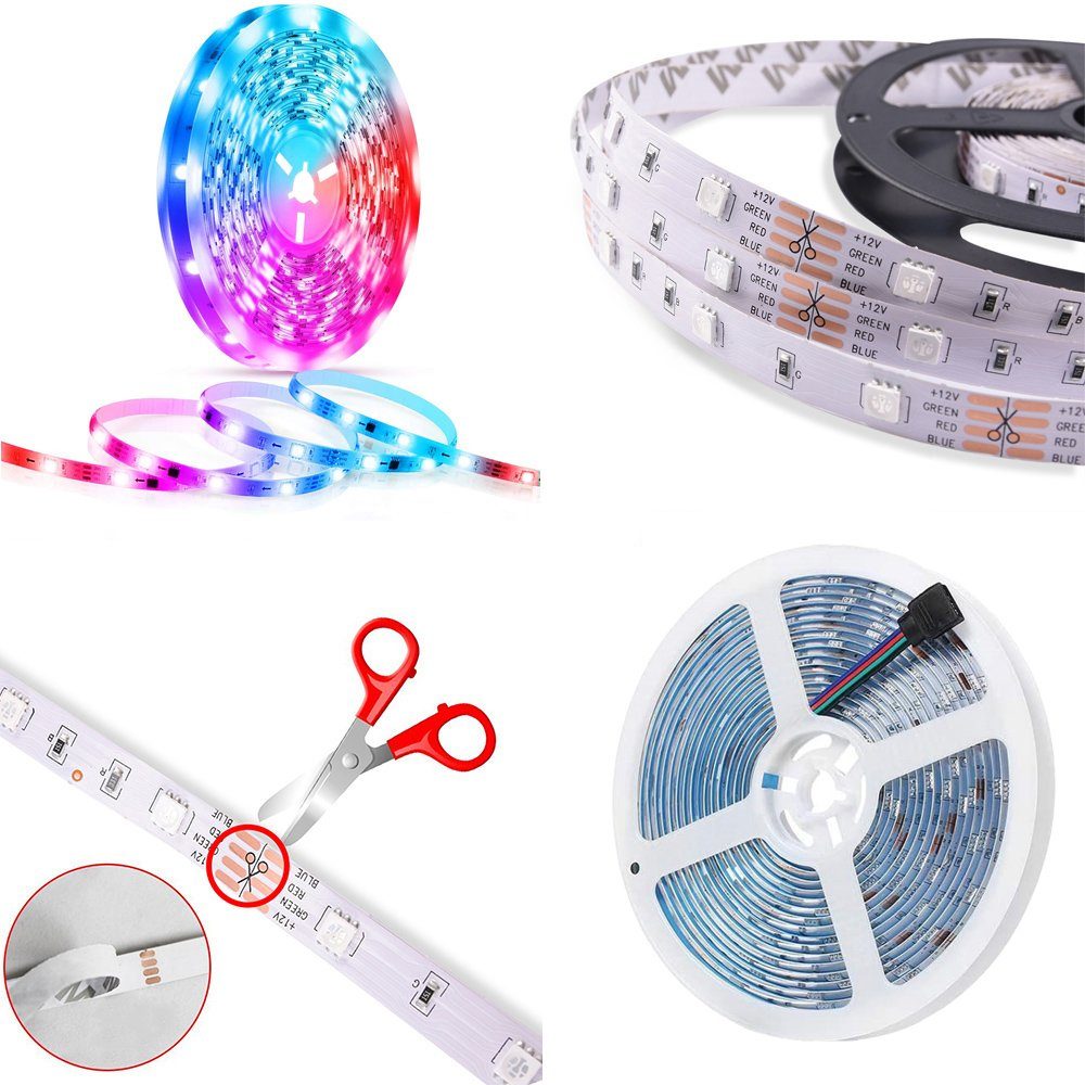 Lichtband Rosnek LED Lichterketten Stripe RGB,Selbstklebend,LEDs WIFI,5050 5m-15m,Smart Streifen,