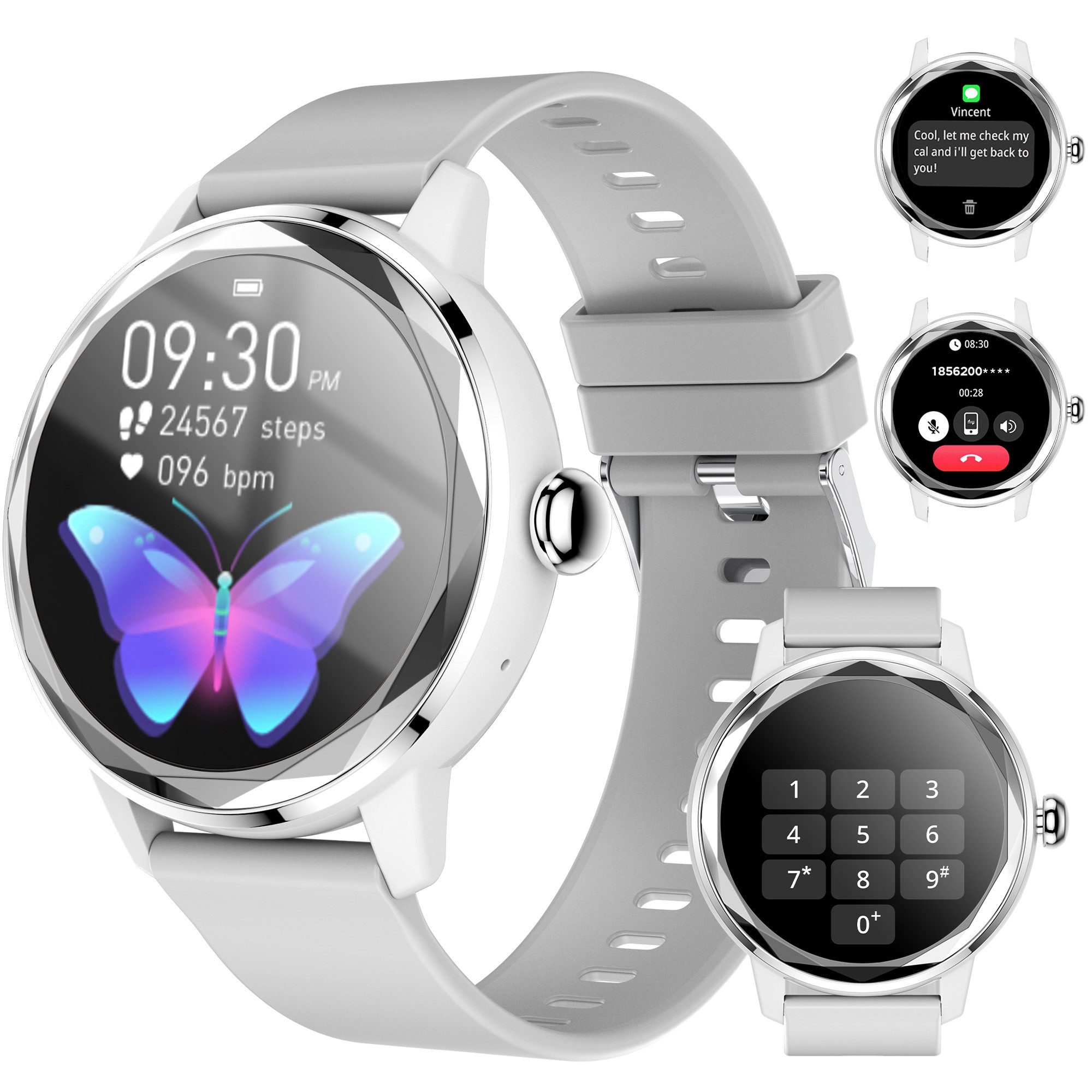 ibettertec Smartwatch Damen Herren Smartwatch (Fitnessuhr mit Telefonfunktion/WhatsApp Notiz,Smartwatch Fitness Tracker Uhr IP67 Wasserdicht,1.7" HD Voll Touchscreen Fitnessuhr Tracker mit Blutsauerstoff/Pulsmesser/Sportuhr/Schrittzähler/Schlafmonitor Aktivitätstracker usw für iOS/Android Uhren Watch cm)