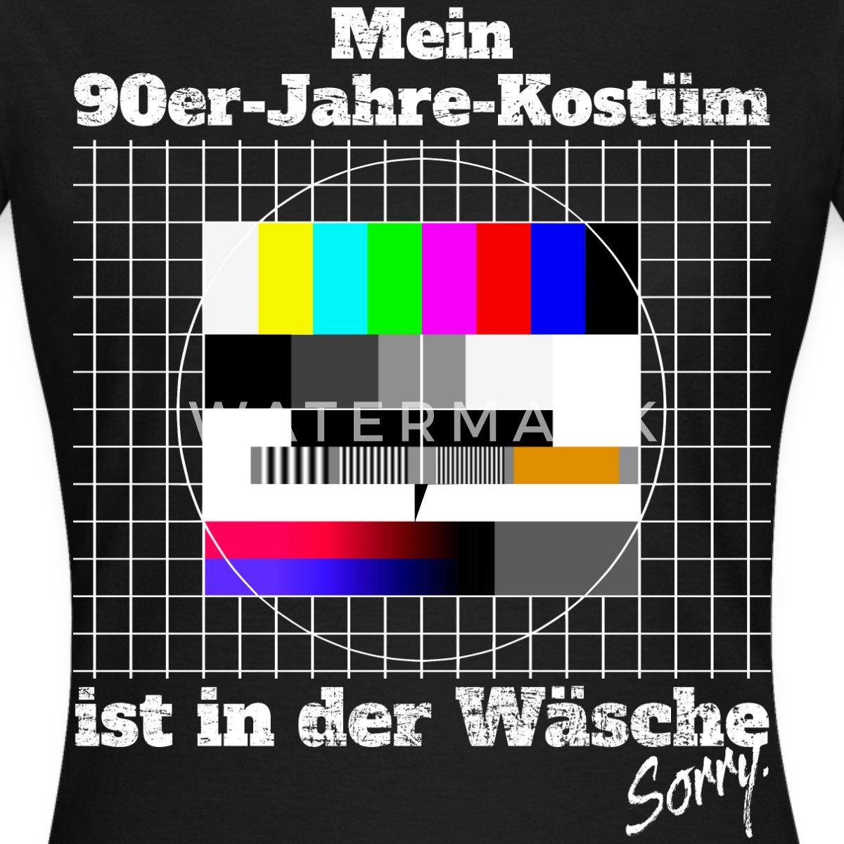 Spreadshirt T-Shirt Testbild 90er Jahre Kostüm In Der Wäsche Fasching Karneval Frauen T-Sh (1-tlg) Slim Fit, fällt klein aus – Bild 2 von 5