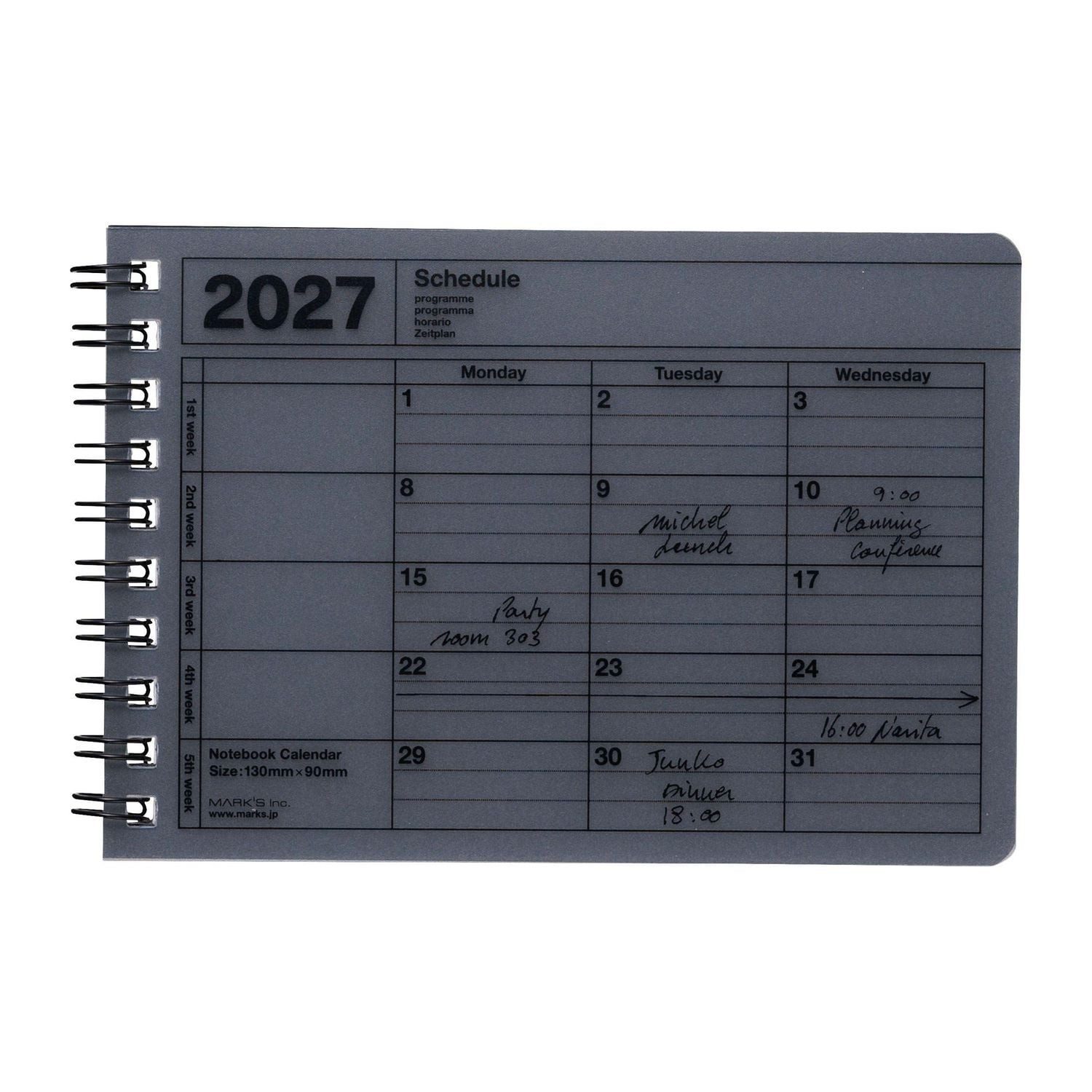 Wandkalender MARK'S 2027 Notebook Calendar XS // Black
