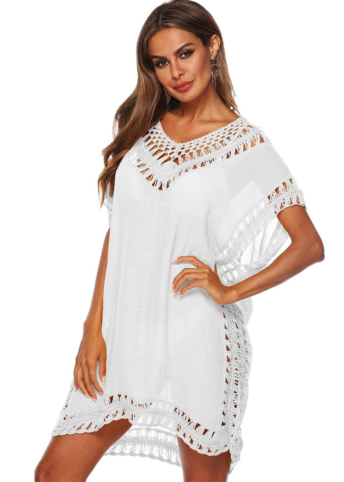 RWEUOQ Blusenkleid Strand-Tunika für Damen, Bikini-Überwurf günstig online kaufen