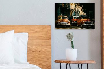 OneMillionCanvasses® Leinwandbild Kuba - Cadillacs - Oldtimer im Morgenlicht, (1 St), Wandbild Leinwandbilder, Aufhängefertig, Wanddeko, 30x20 cm