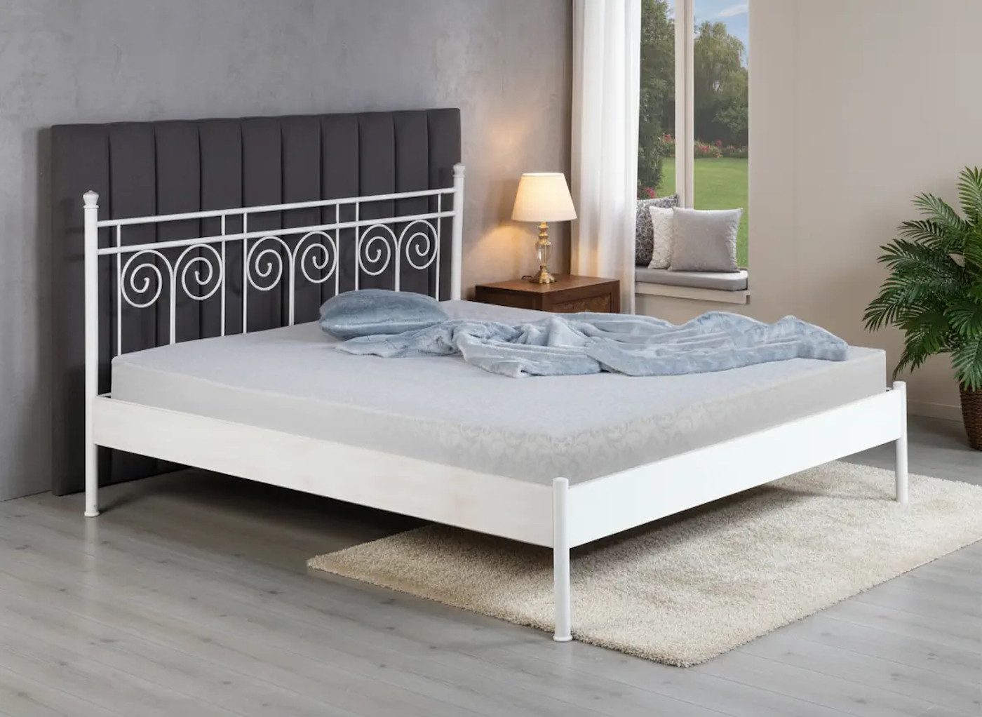 BedBox Metallbett Ida, Metallbett mit aufwendig gestaltetem Kopfteil