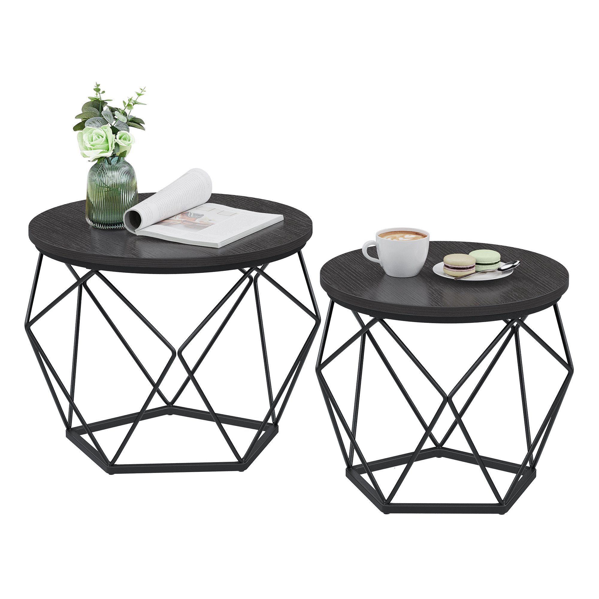 VASAGLE Couchtisch (2er Set), Beistelltisch, abnehmbare Tischplatte, Ø50x40 günstig online kaufen