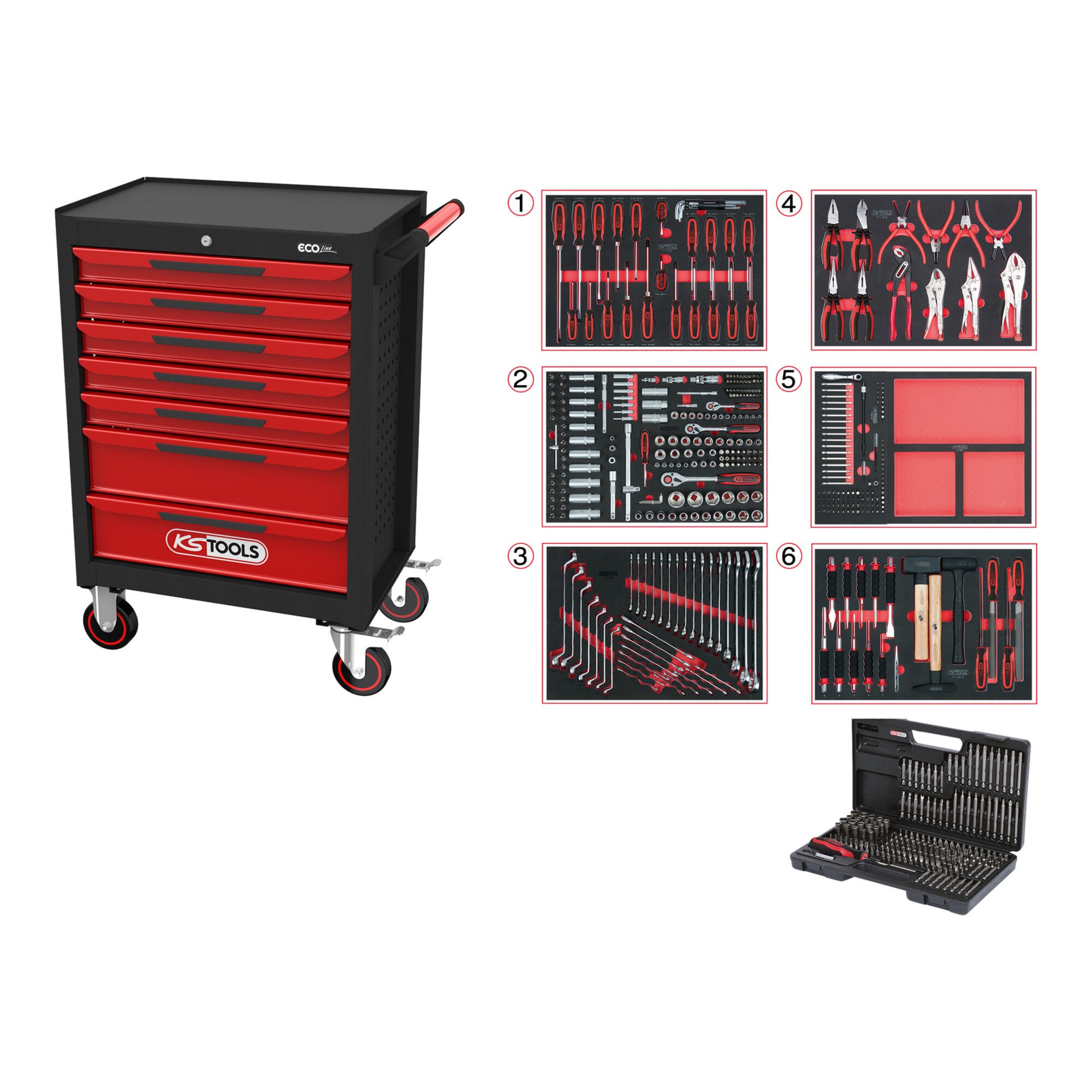 KS Tools Werkstattwagen KS Tools Werkstattwagen ECOline mit 7 Schubladen und 598 Premium-Werkz