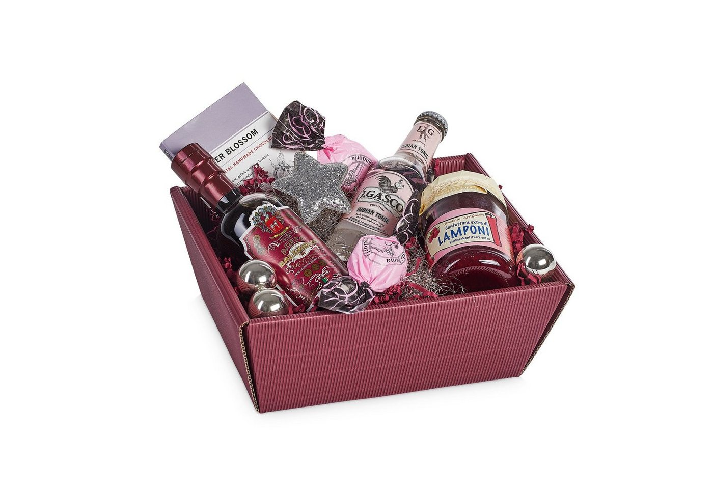 Thumbnail - KK Verpackungen Geschenkbox (500 St), Präsentkorb Geschenkkorb 195x145x100 mm offene Welle Rot Bordeaux