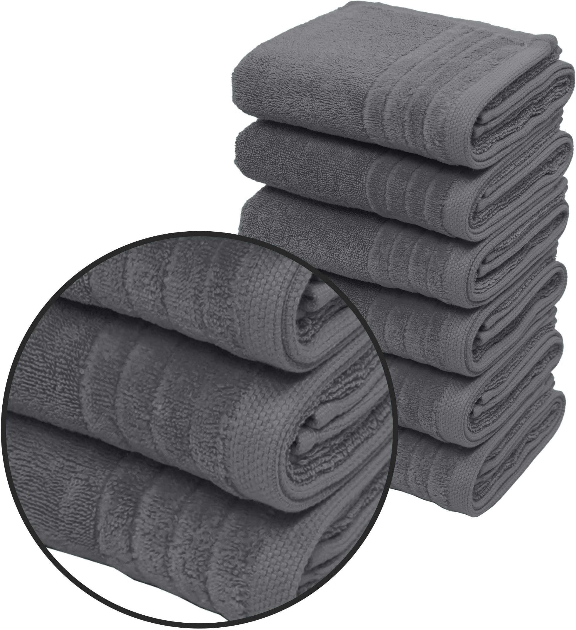 OTTO home Handtücher Sanremo Premium, Premium Handtücher, 600 gr/m², 40x70cm, Frottier (Set, 6-St), mit Bordüre, flauschig und weich, Händehandtücher, 5 Jahre Garantie
