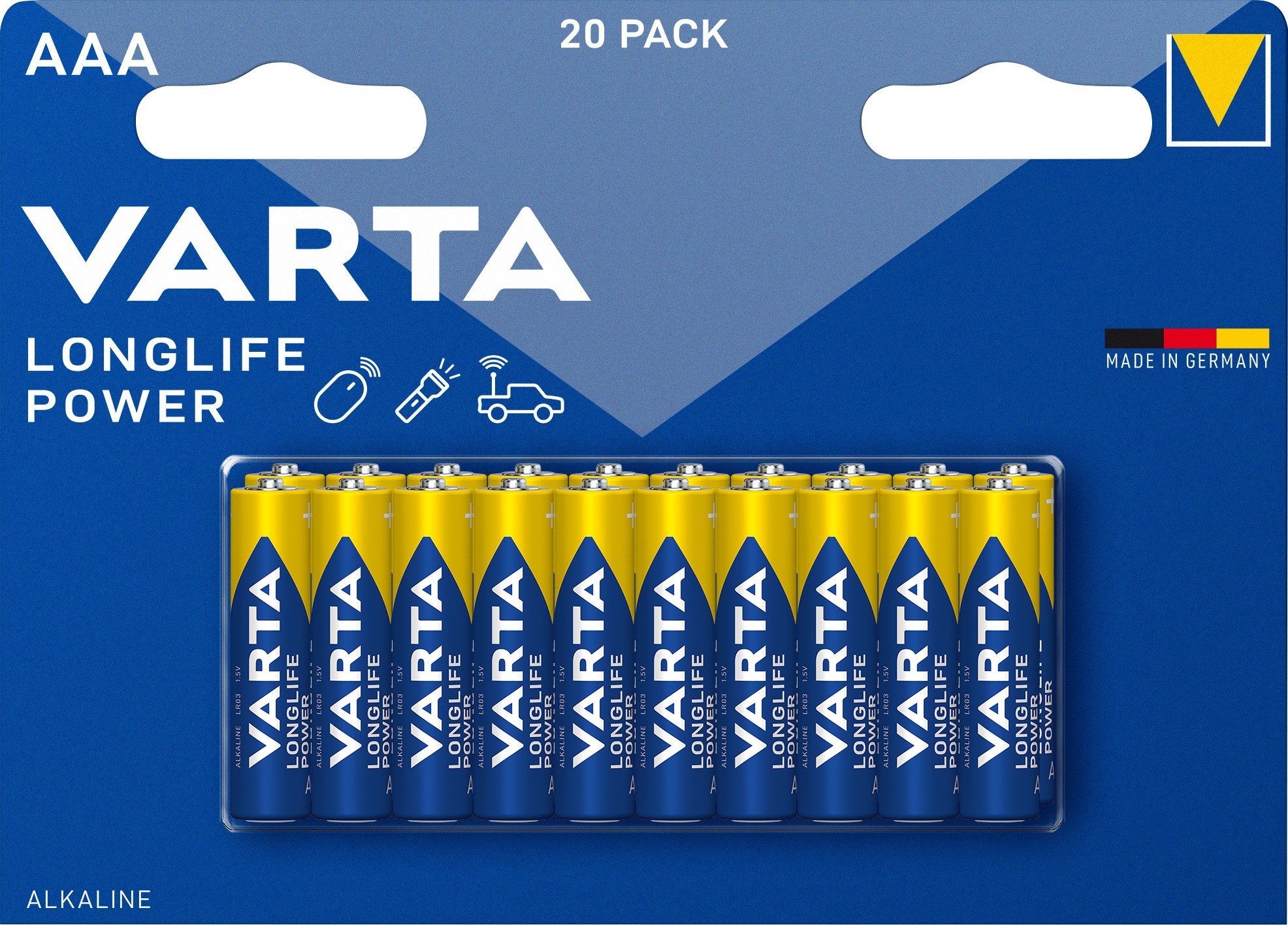 VARTA Varta Batterie Alkaline, Micro, AAA, LR03, 1.5V Longlife Power, Retai Batterie, (1,5 V)